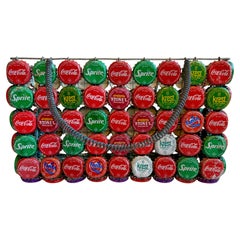 Vintage "Pop Art" Bottle Cap Folk Art Basket, Kenya