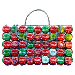 Vintage "Pop Art" Bottle Cap Folk Art Basket, Kenya