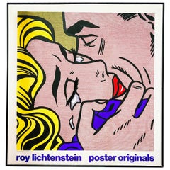 Pop Art Screenprint after Roy Lichtenstein's "Kiss V" Vintage Exhibition, 1990