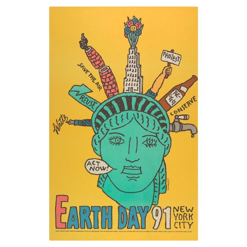 Poster Pop Art d'epoca di Seymour Chwast - "Giornata della Terra 1991 New York City