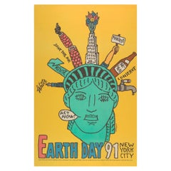 Poster Pop Art d'epoca di Seymour Chwast - "Giornata della Terra 1991 New York City