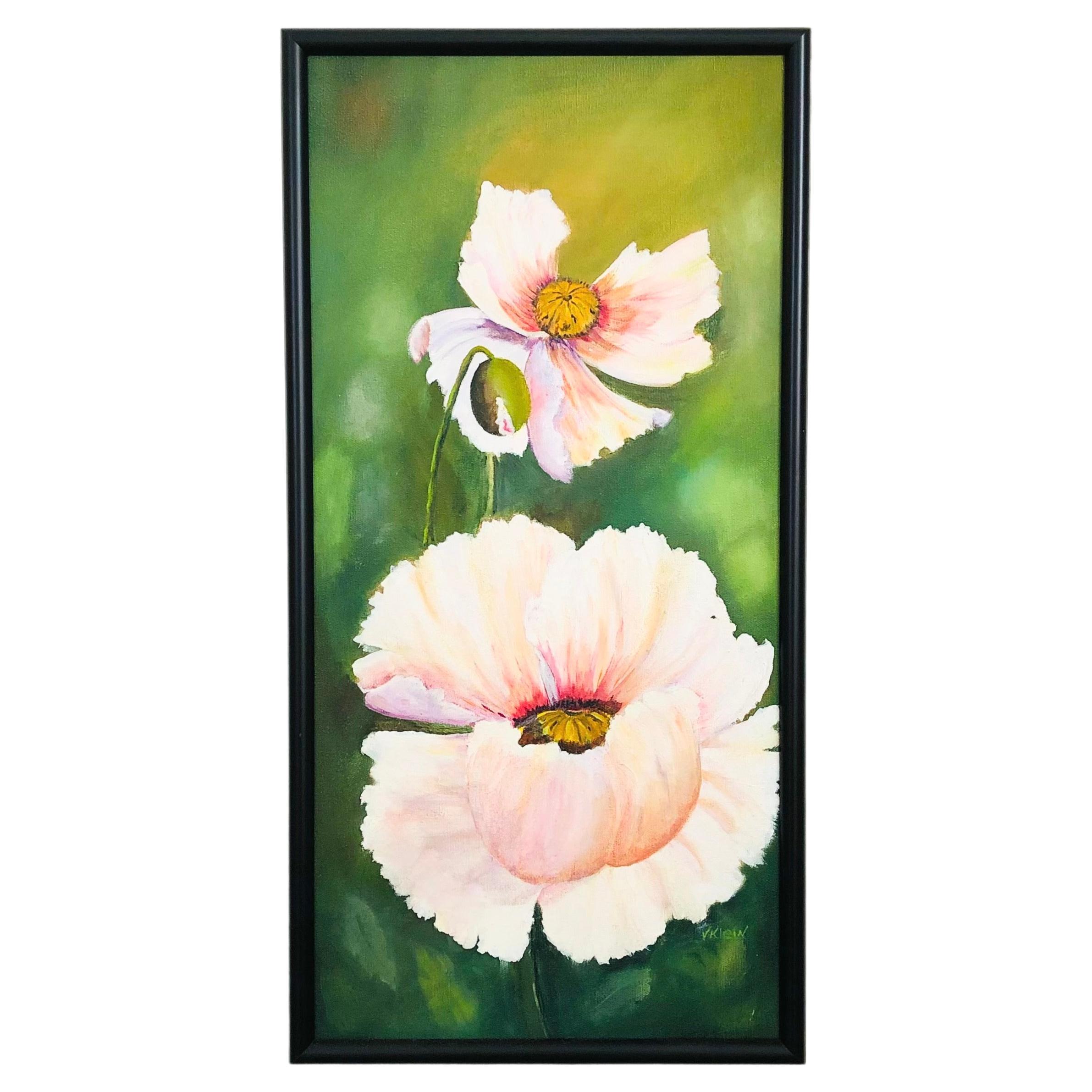 Vintage Poppy Flower Painting For Sale
