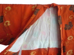 Vintage Poppy Print with Gold Strokes Japanese kimono