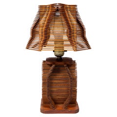 Used Popsicle Stick 'Tramp Art' Lamp