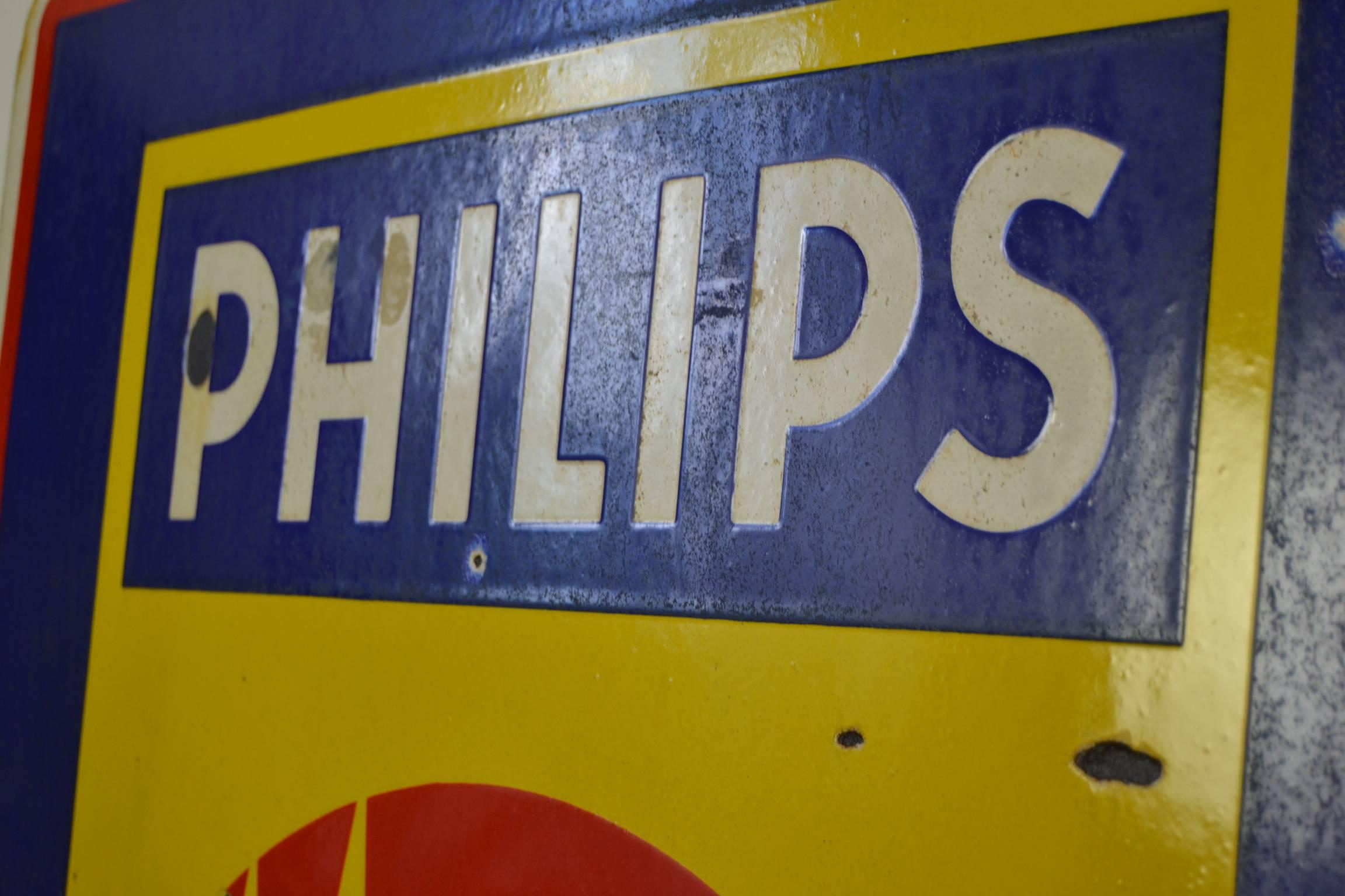 20th Century Vintage Porcelain Advertising Sign Philips Radio