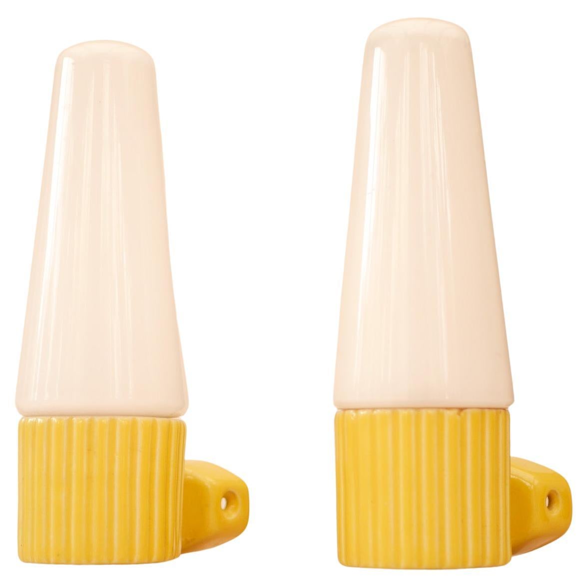 Vintage Porcelain and Glass Wall Sconces by Hans-Agne Jakobsson, IFÖ Sweden 1960 For Sale