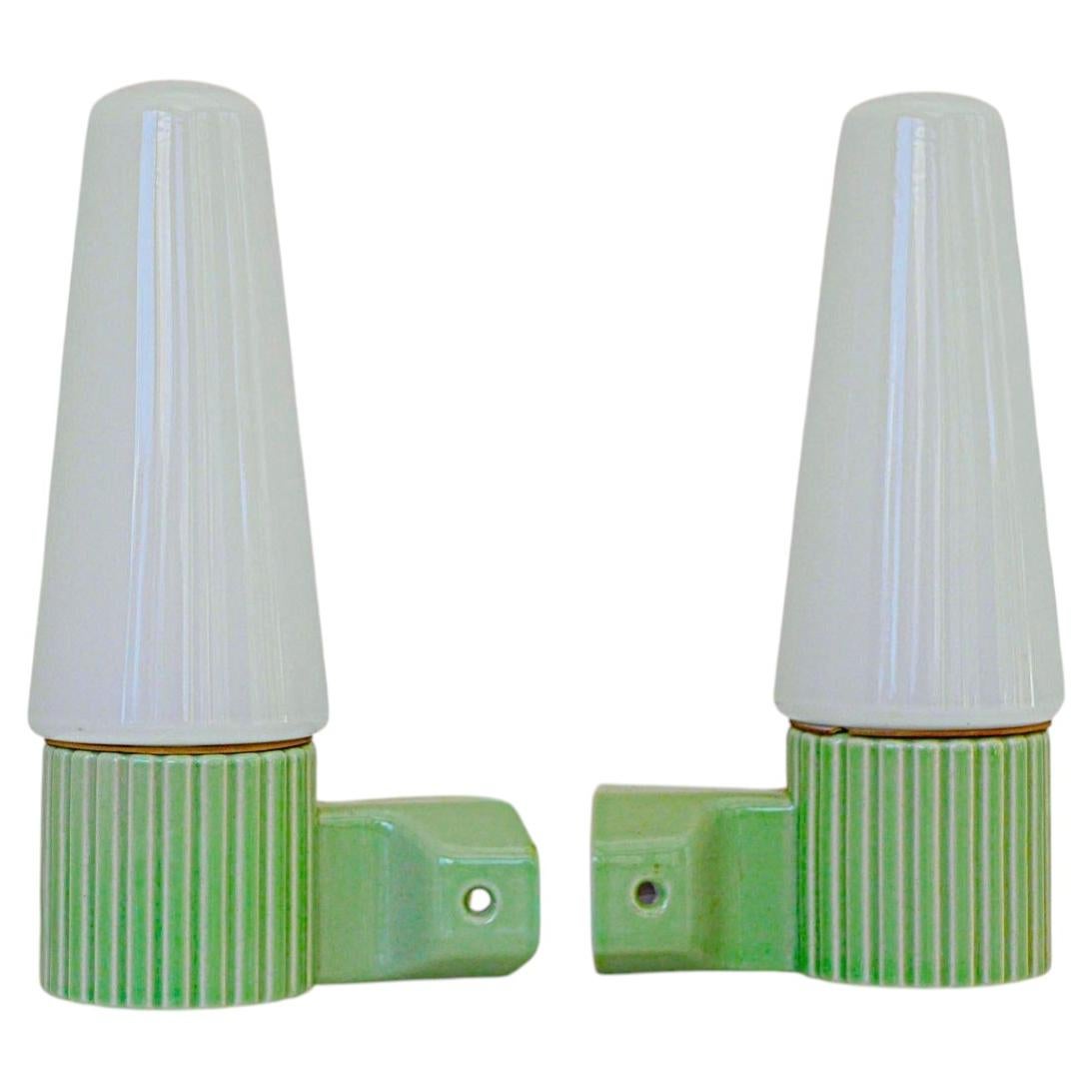 Vintage Porcelain and Glass Wall Sconces by Hans-Agne Jakobsson, IFÖ Sweden 1960