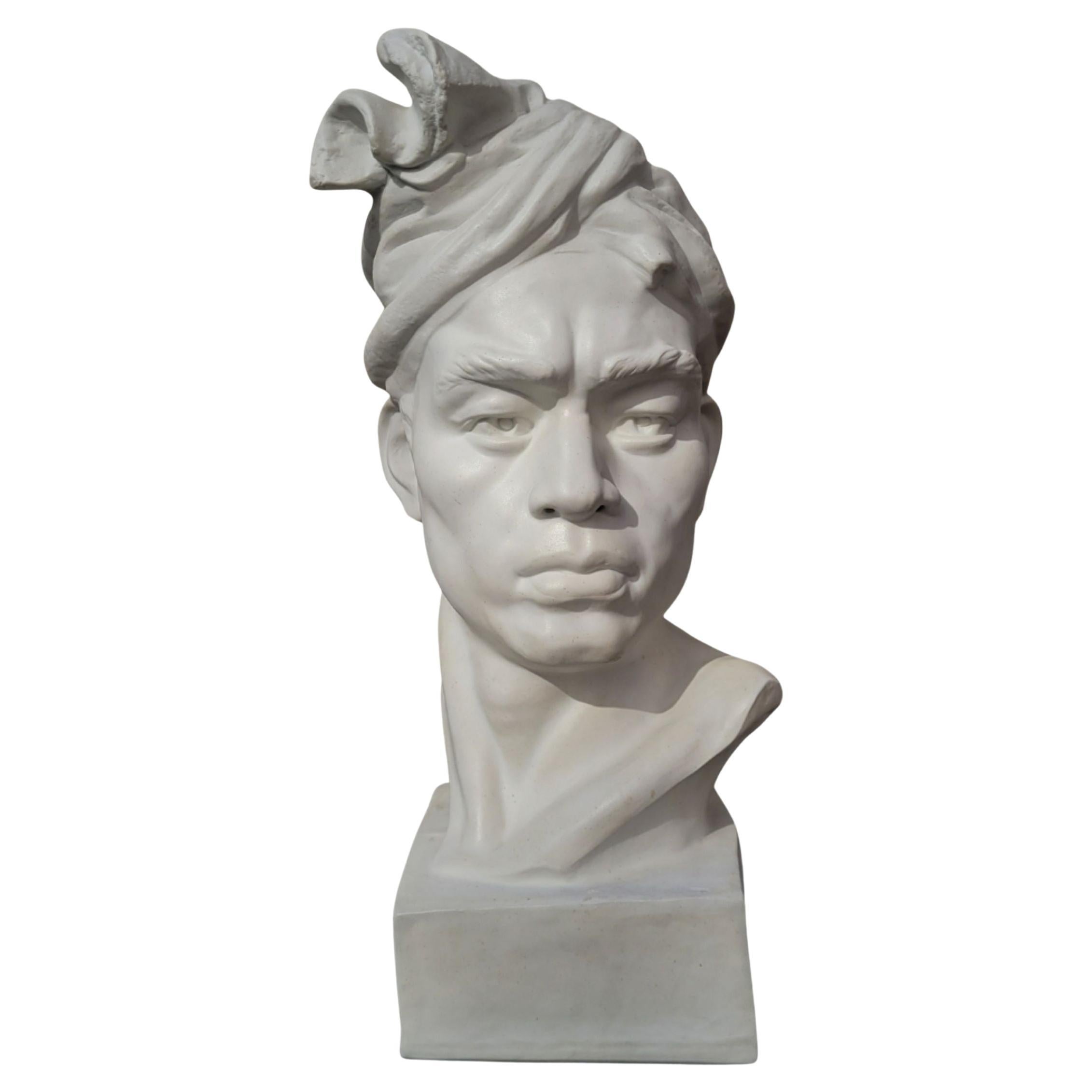 Buste vintage en porcelaine et plâtre de  Homme de la Barbade Paris