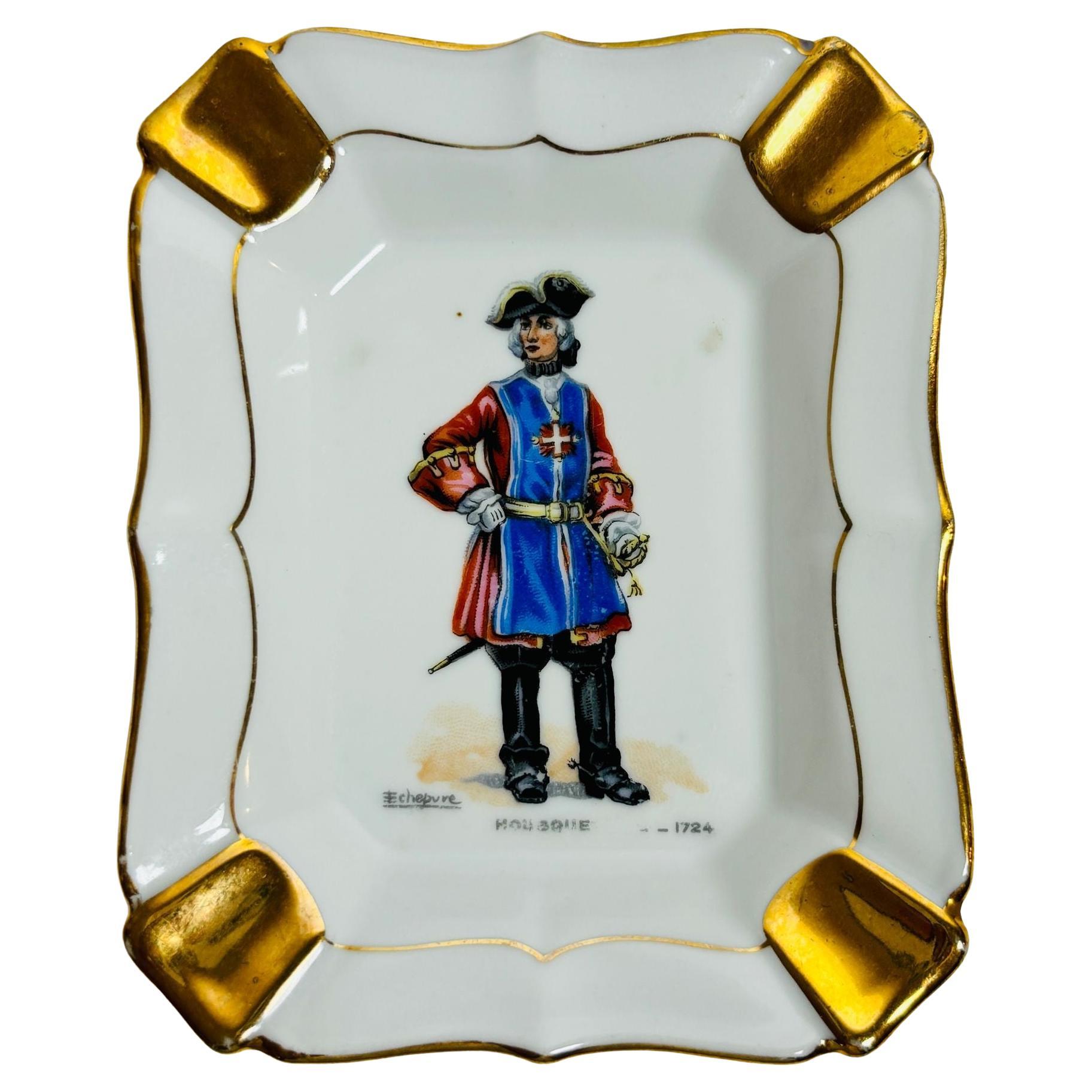 Vintage Porcelaine Ashtray Catchall L. T, France Taillemite Made in France