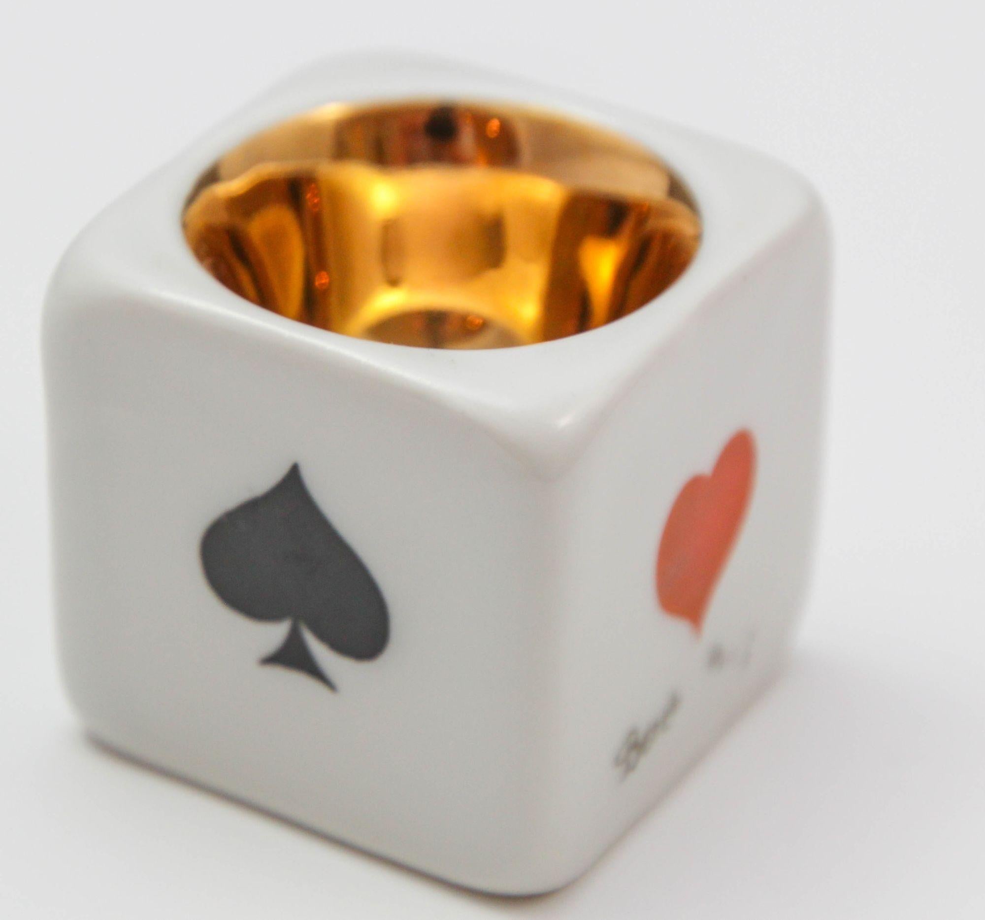 Mid-Century Modern Vintage Porcelain Ashtray Limoges Hand-Painted Dish France 1970s For Sale