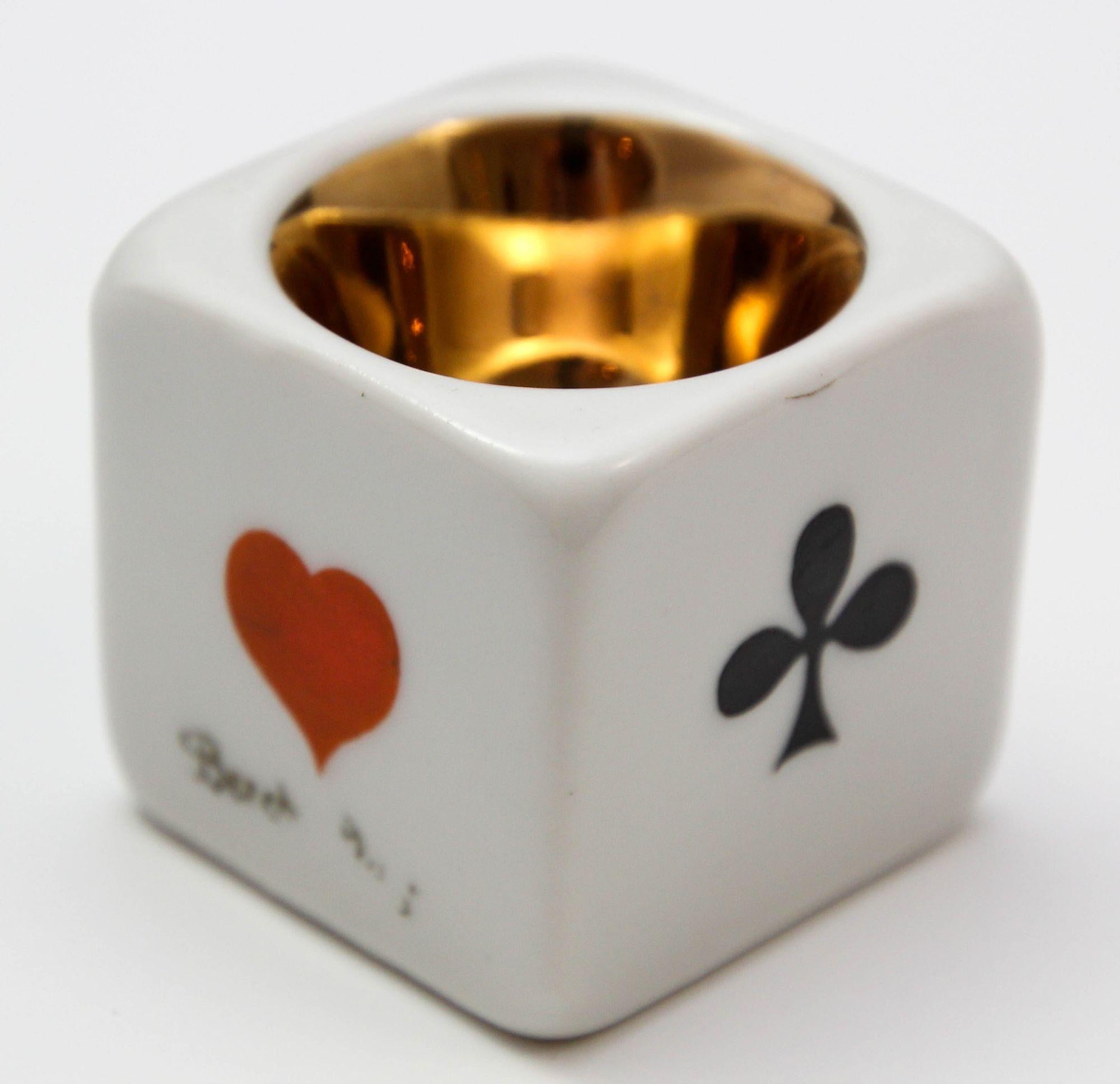 French Vintage Porcelain Ashtray Limoges Hand-Painted Dish France 1970s For Sale