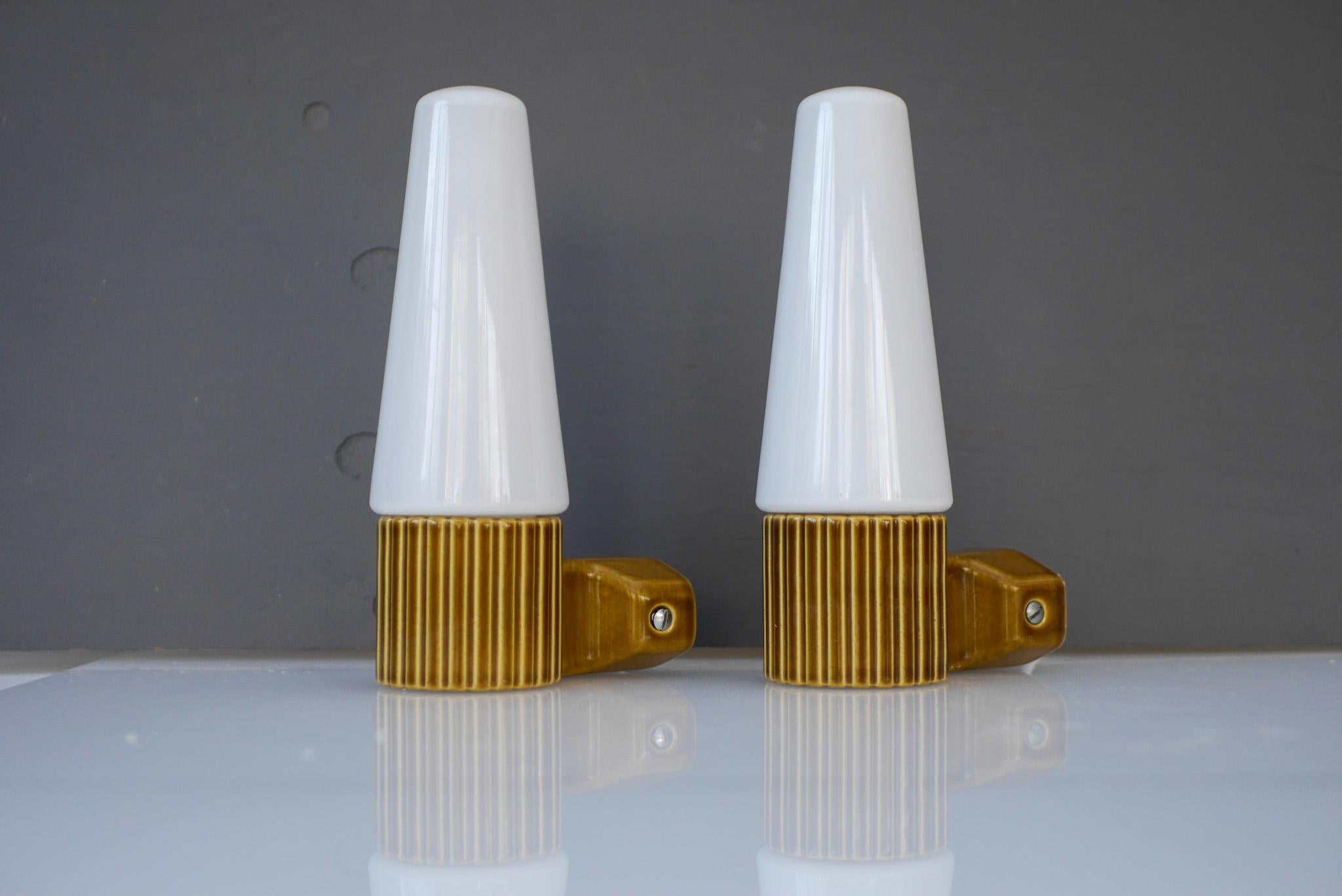 Vintage Porcelain and Glass Wall Sconce by Hans-Agne Jakobsson, IFÖ Sweden, 1960 4