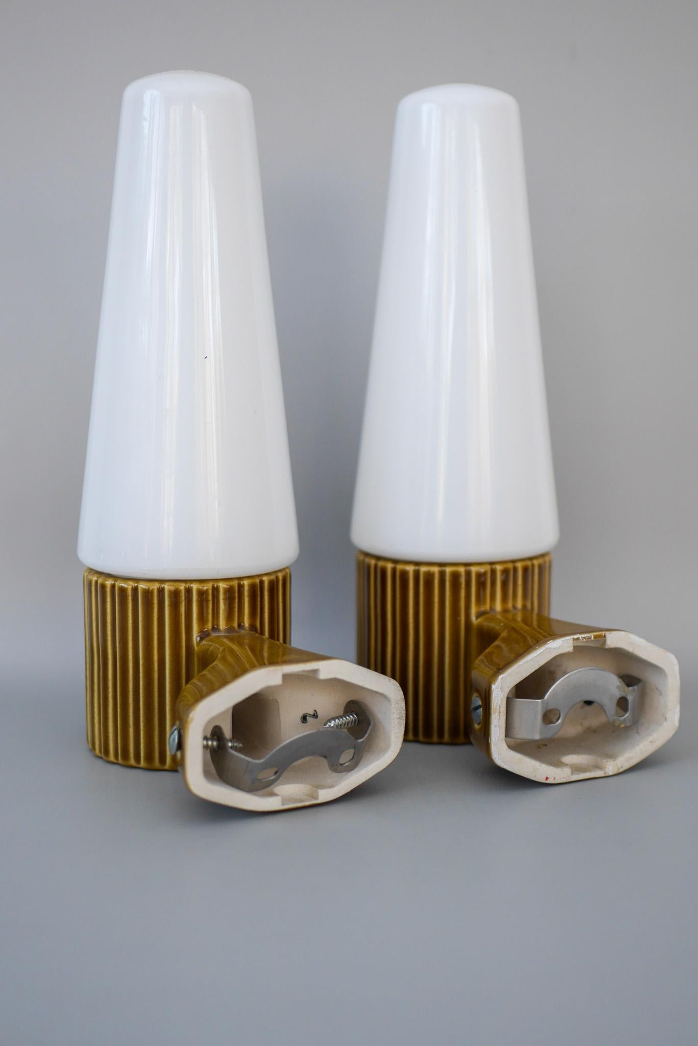 Vintage Porcelain and Glass Wall Sconce by Hans-Agne Jakobsson, IFÖ Sweden, 1960 6