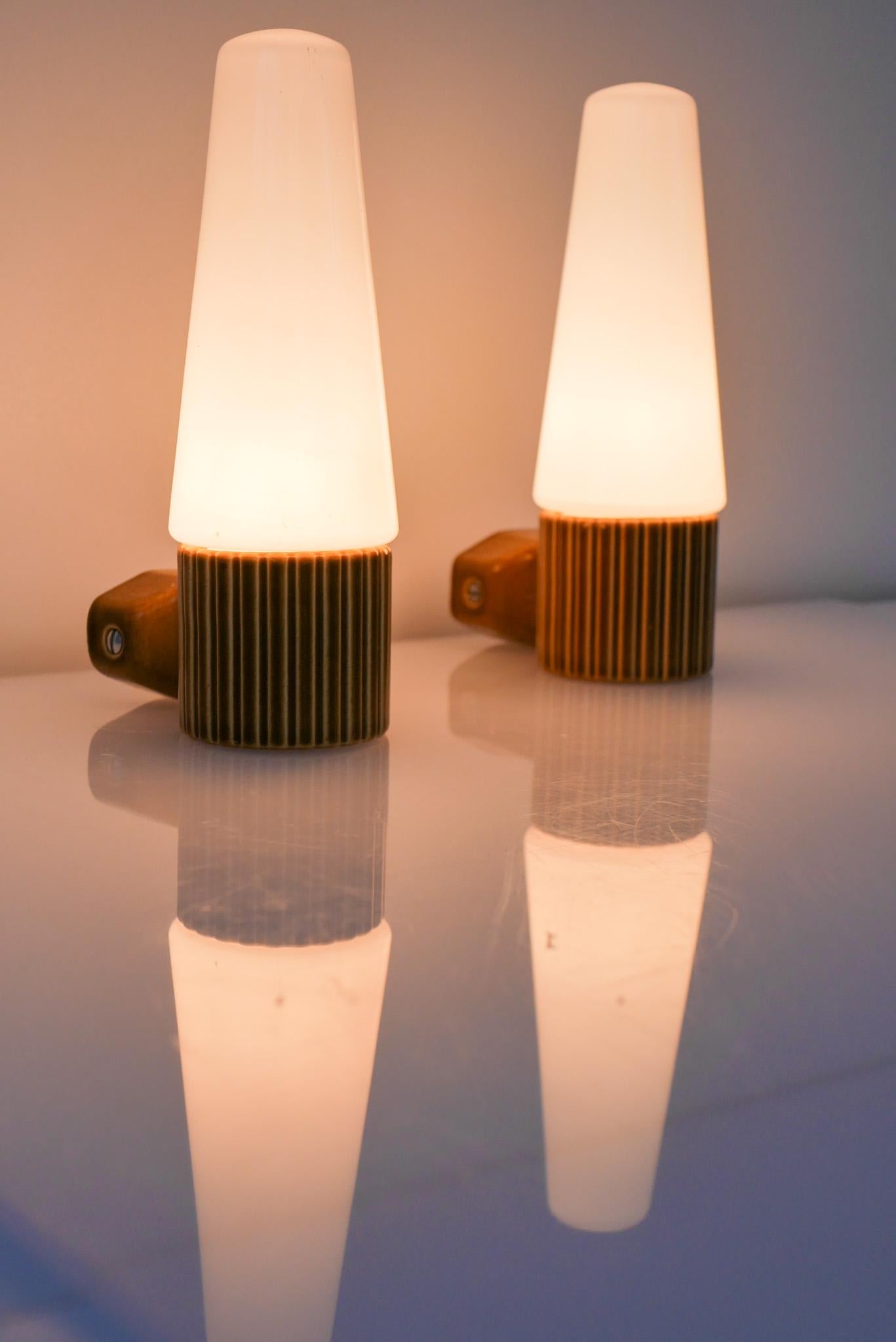 Mid-20th Century Vintage Porcelain and Glass Wall Sconce by Hans-Agne Jakobsson, IFÖ Sweden, 1960
