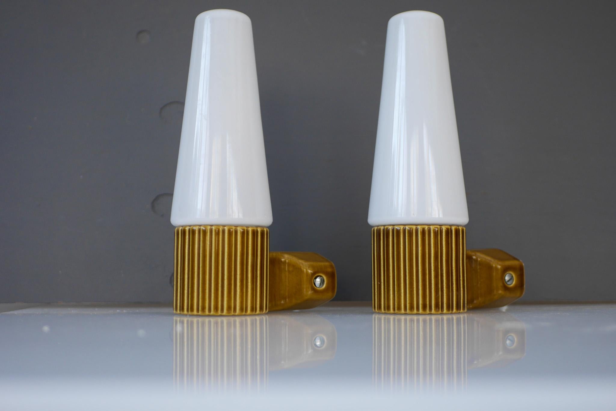 Vintage Porcelain and Glass Wall Sconce by Hans-Agne Jakobsson, IFÖ Sweden, 1960 2
