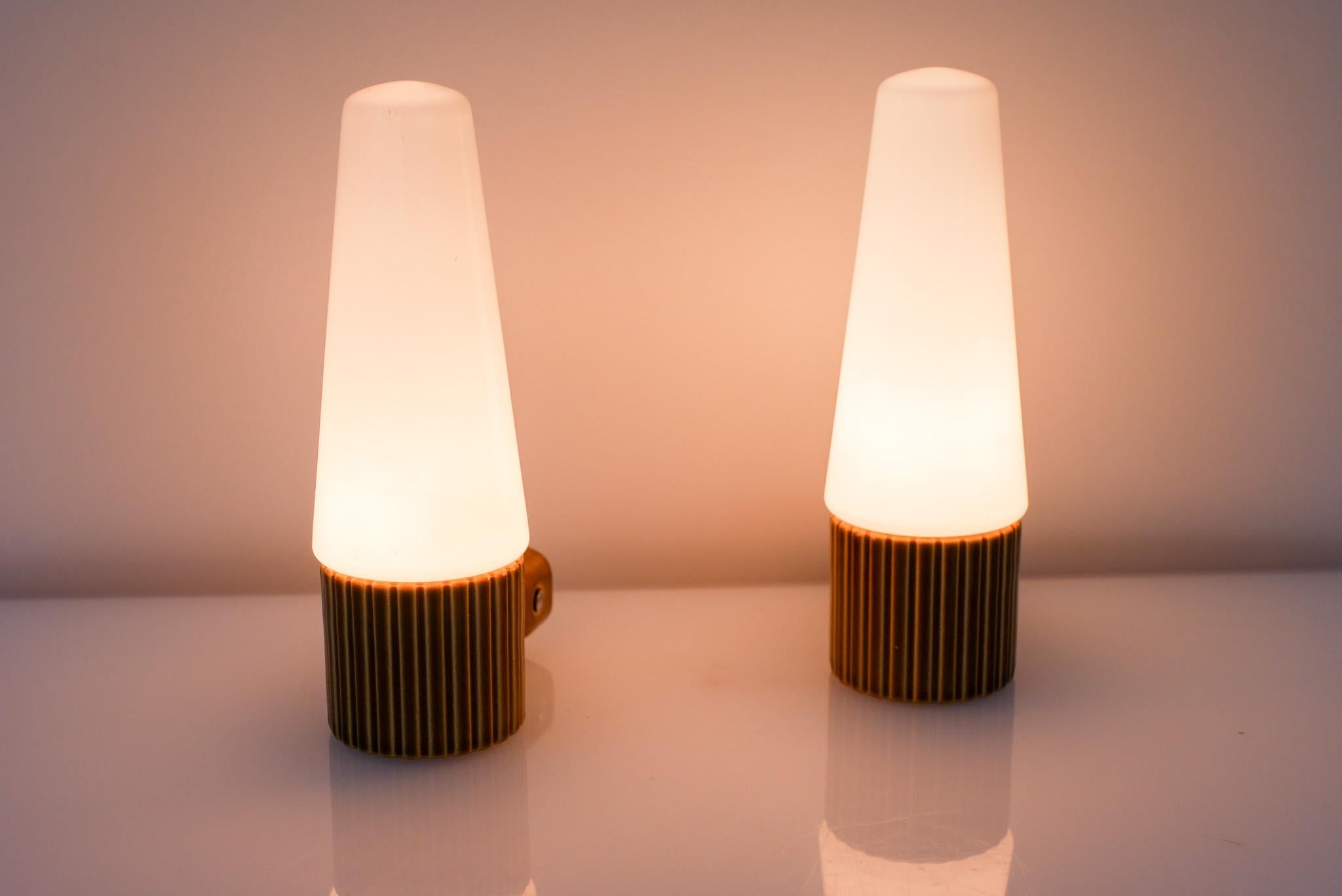 Vintage Porcelain and Glass Wall Sconce by Hans-Agne Jakobsson, IFÖ Sweden, 1960 3
