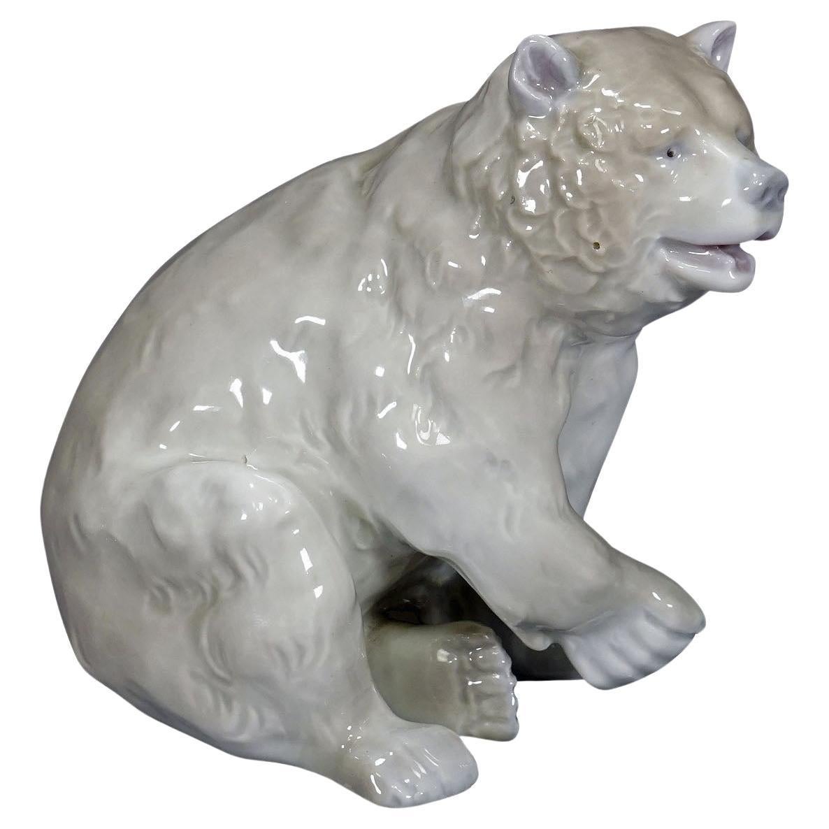 Vintage Porcelain Bear Statue, Germany, ca 1950s For Sale