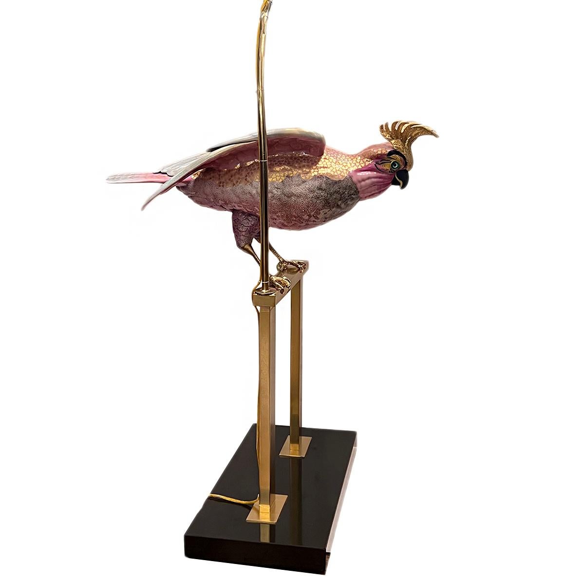 A circa 1970's French porcelain bird table lamp.

Measurements:
Height of body: 29.5