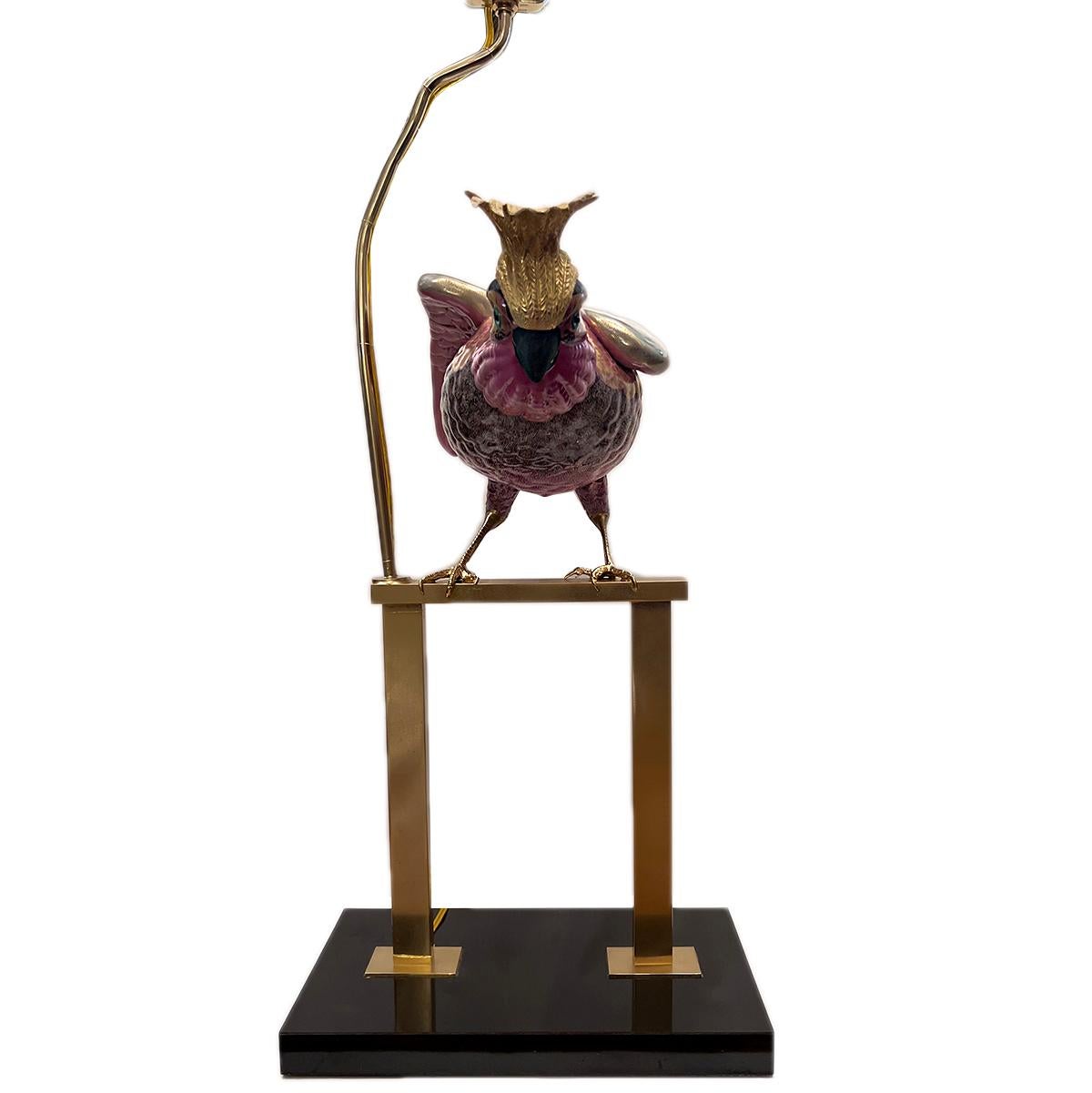 Late 20th Century Vintage Porcelain Bird Table Lamp For Sale