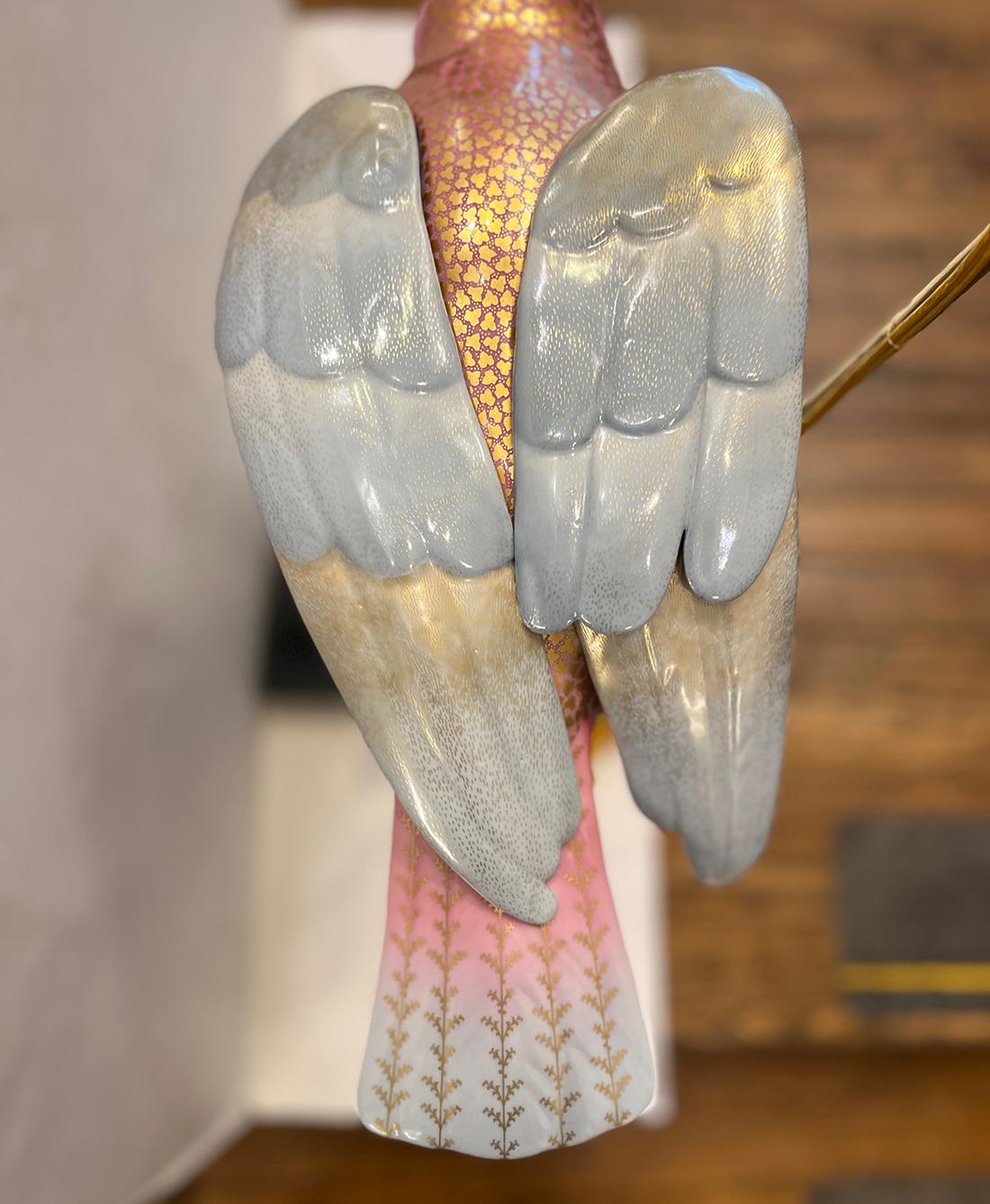 Vintage Porcelain Bird Table Lamp For Sale 2