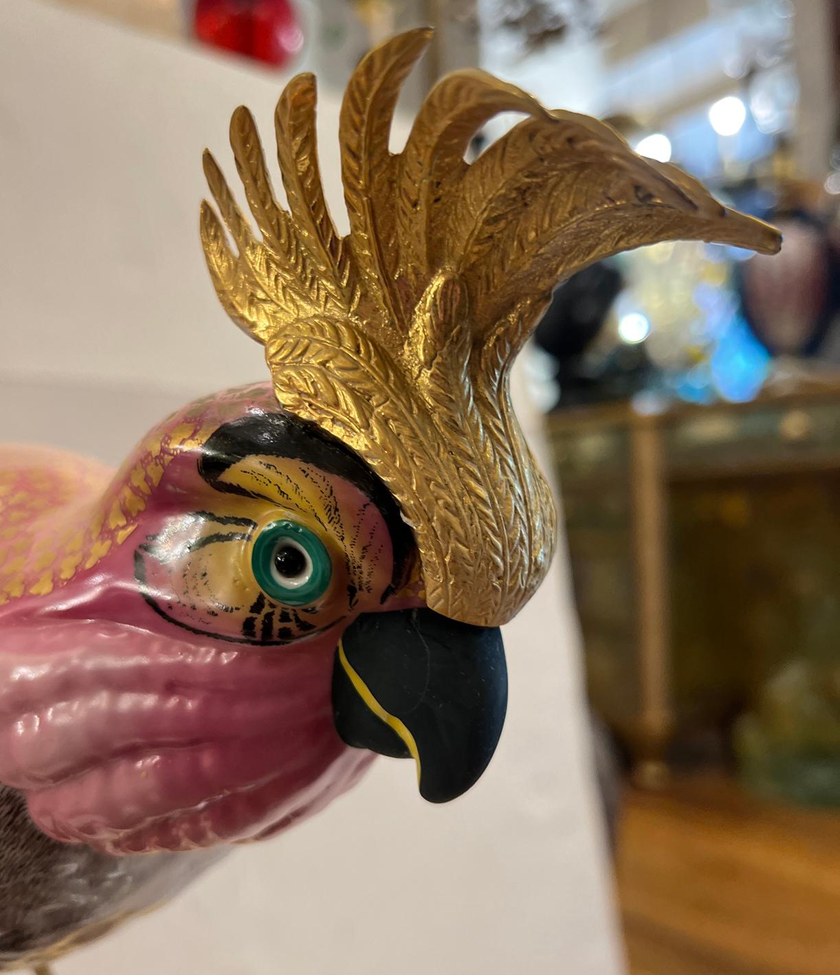 Vintage Porcelain Bird Table Lamp For Sale 3