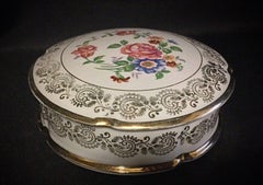 Vintage Porcelain Bonbonnière with Floral Decoration & Gold Trim - 2Y46