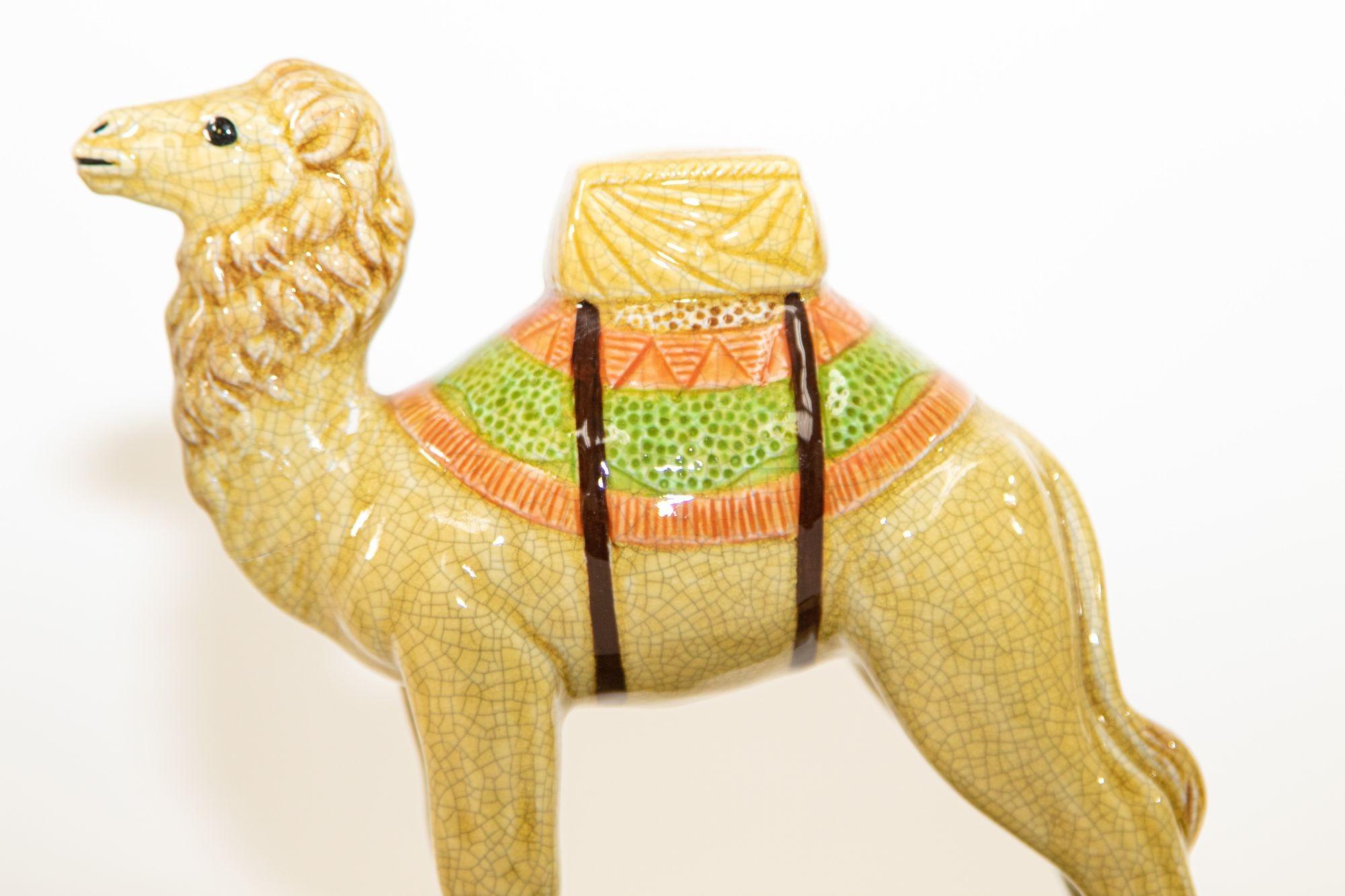 Moorish Vintage Porcelain Camel Sculptures Figurines Bookends For Sale