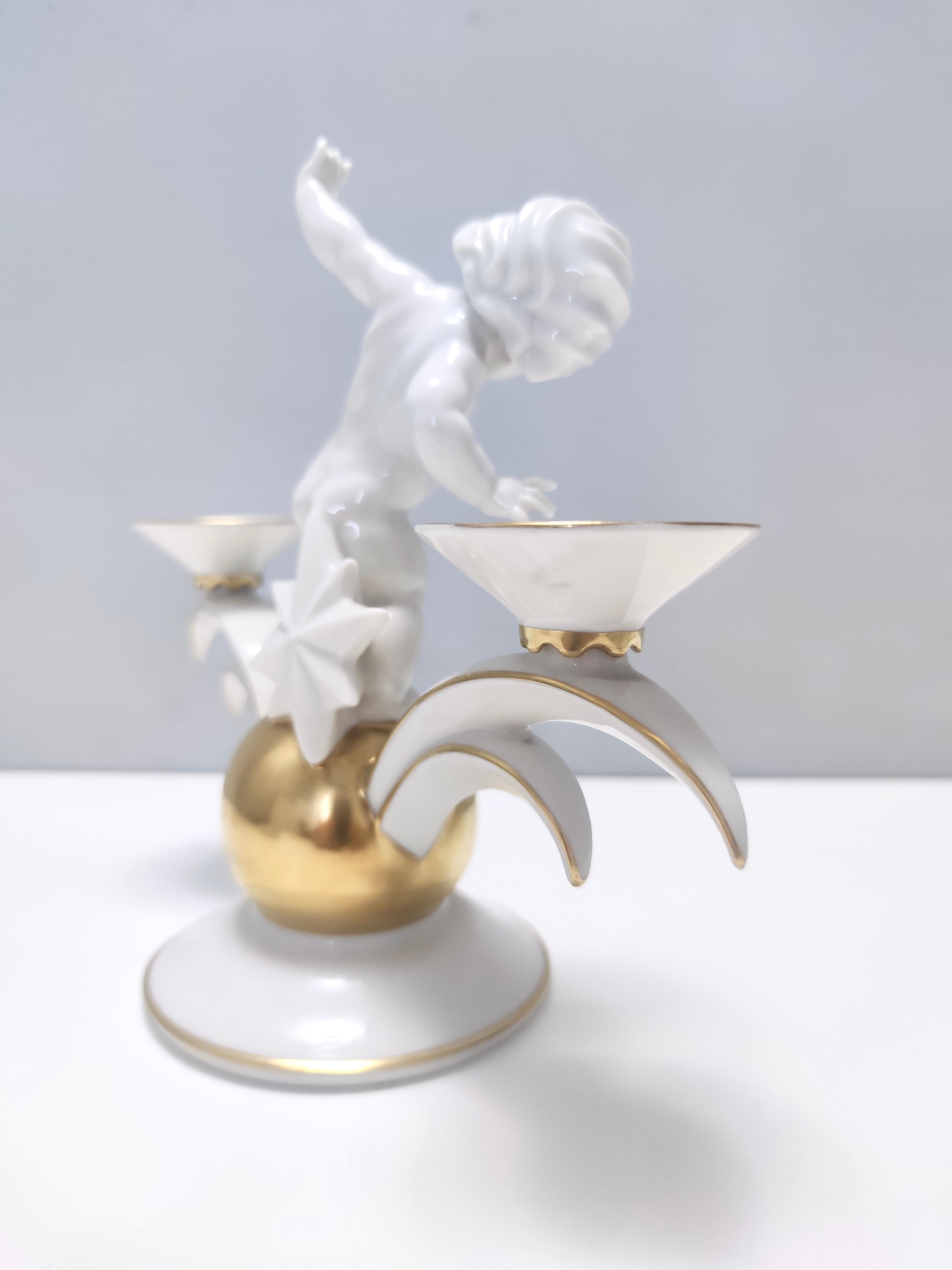 Porzellan-Kerzenhalter von Karl Tutter für Hutschenreuther, Deutschland (Gold) im Angebot