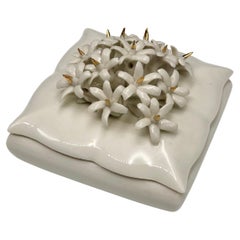 Antique Porcelain Capodimonte Trinket Box with Flower Detail