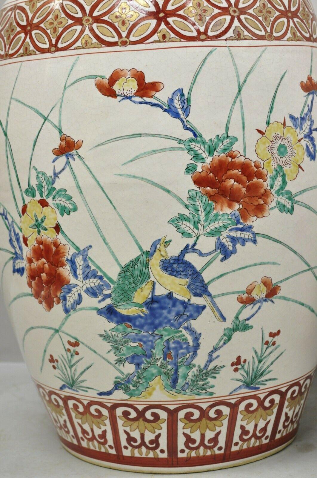 20th Century Vintage Porcelain Ceramic Chinoiseries Oriental Red Blue Garden Seat, a Pair For Sale
