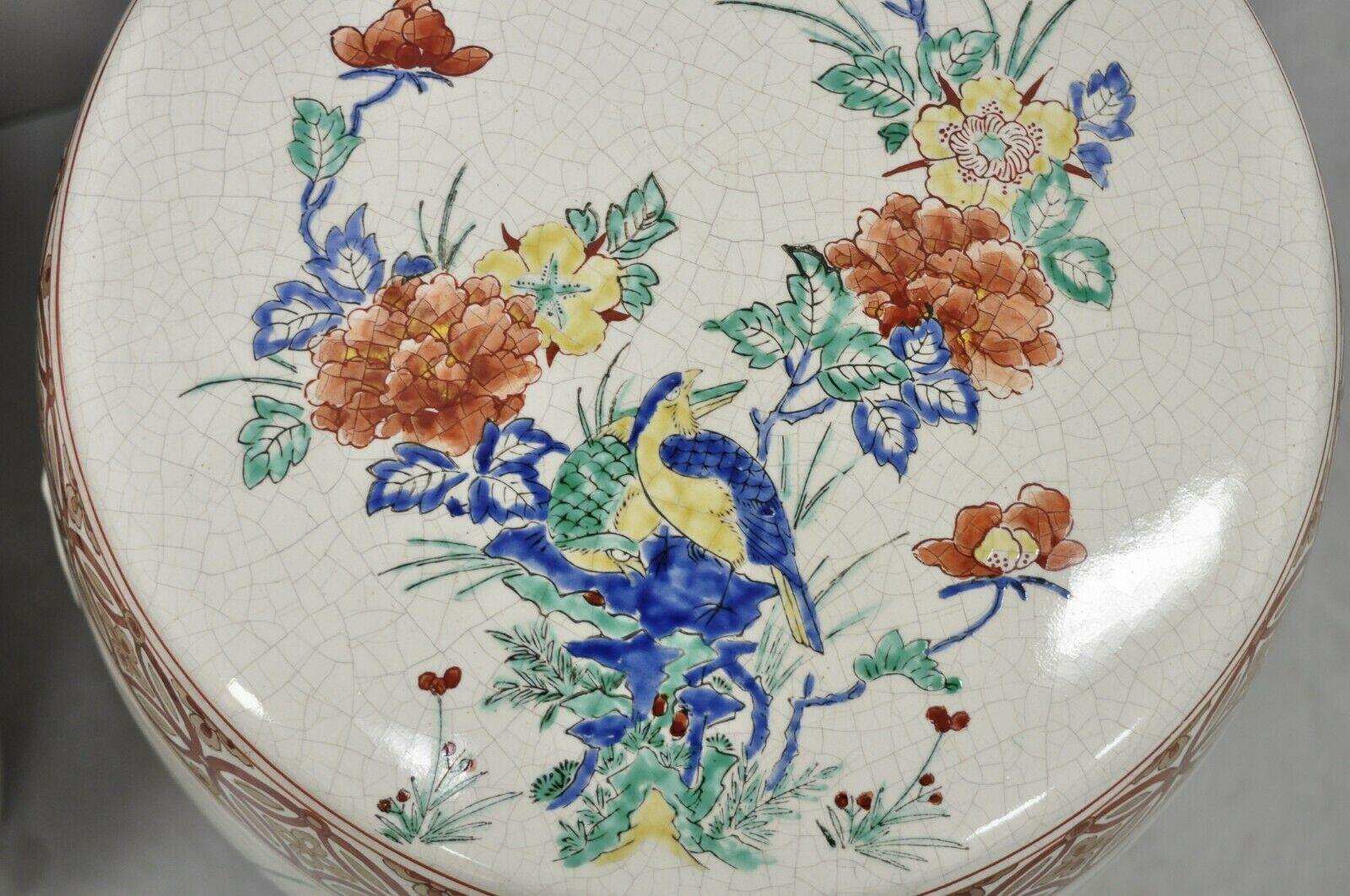 Vintage Porcelain Ceramic Chinoiseries Oriental Red Blue Garden Seat, a Pair For Sale 5