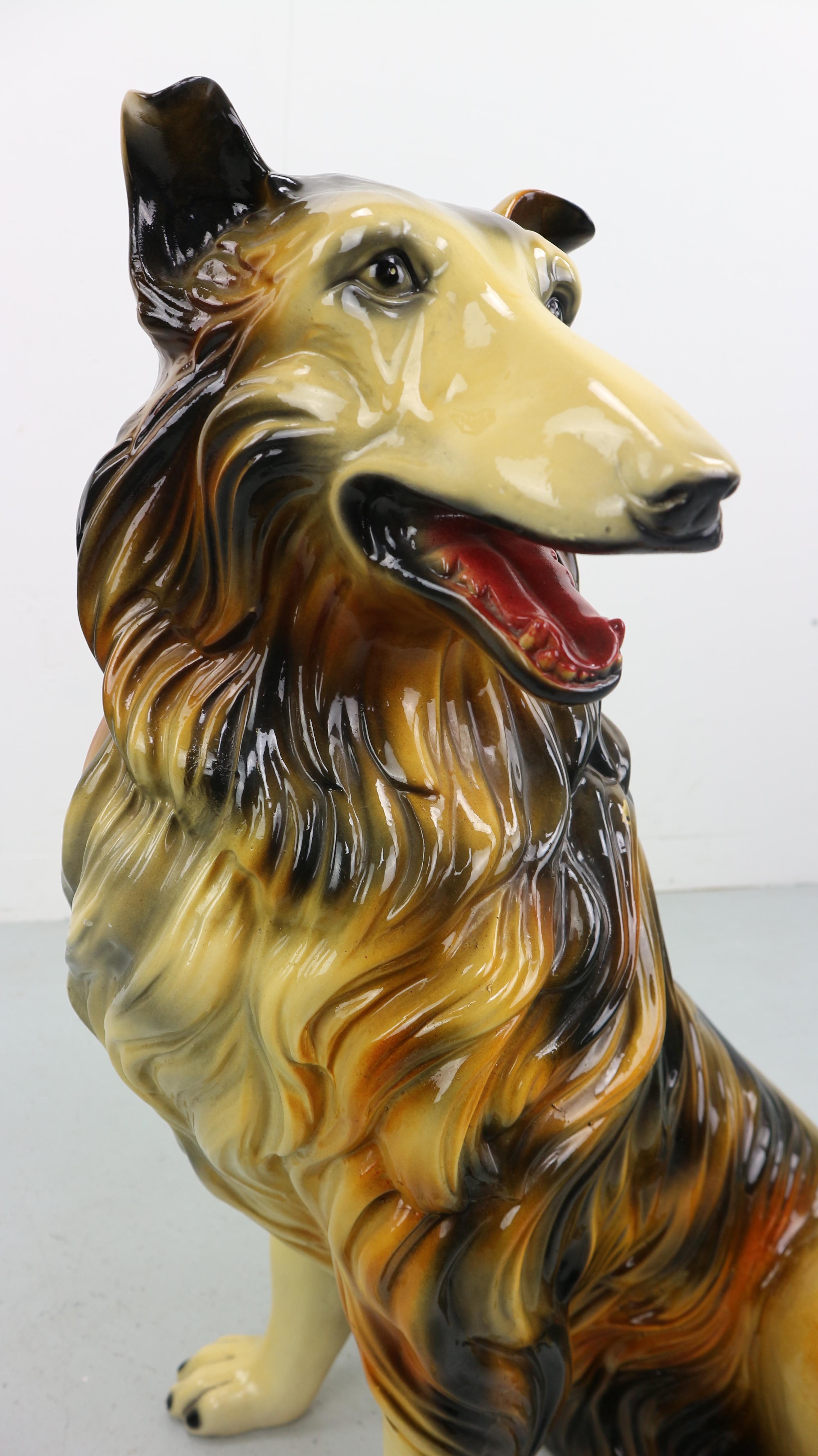 Vintage Porcelain Ceramic Collie Dog Statue, 1970s 4