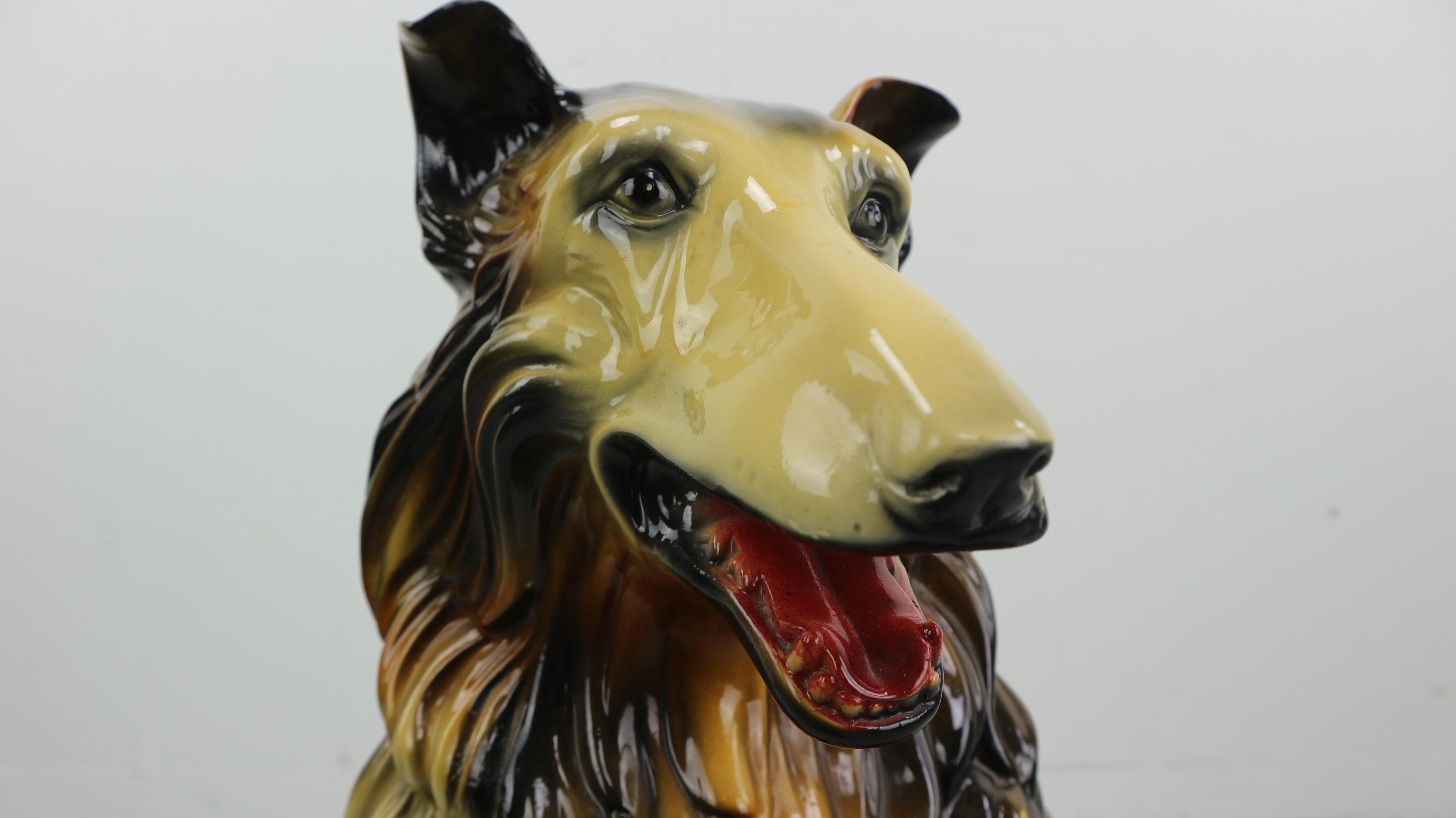 Vintage Porcelain Ceramic Collie Dog Statue, 1970s 5