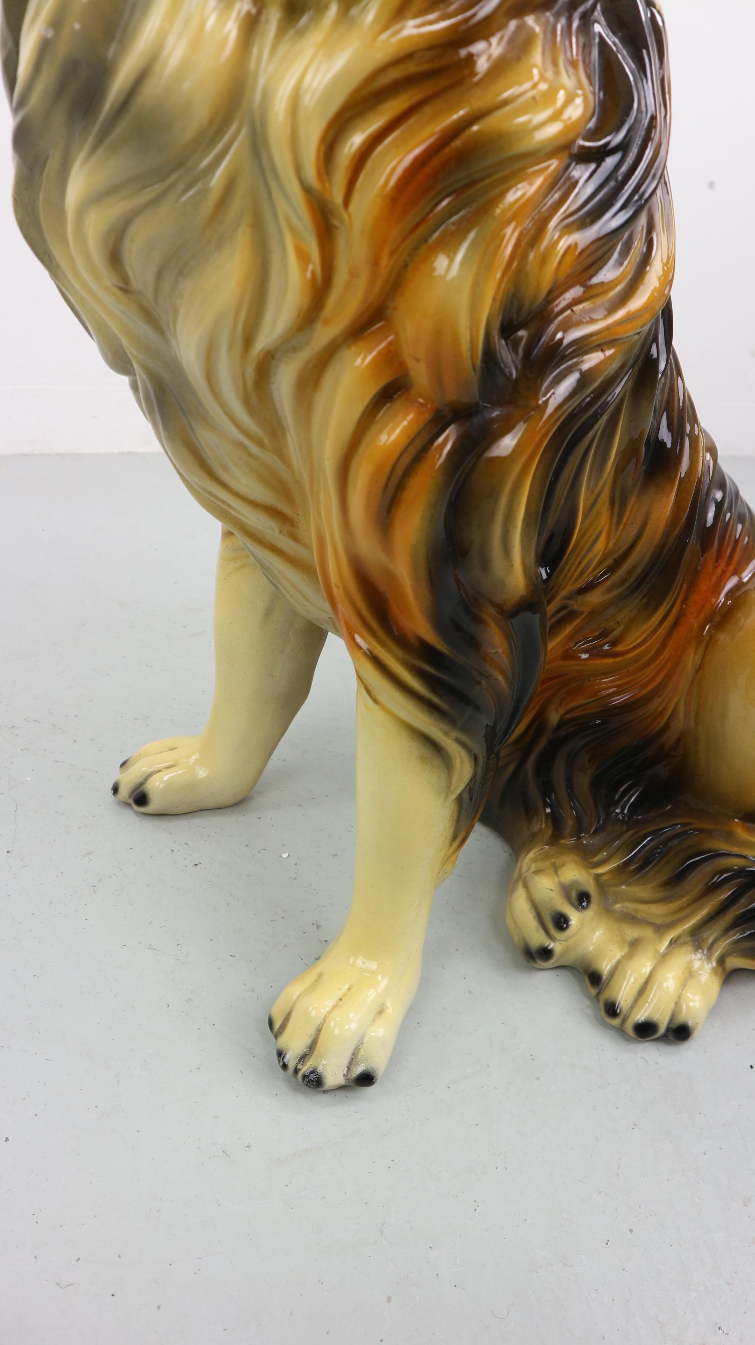Vintage Porcelain Ceramic Collie Dog Statue, 1970s 3