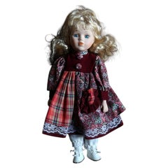 Vintage Porcelain Collector Doll, 20th Century, Royal Stewart Tartan - 2C153