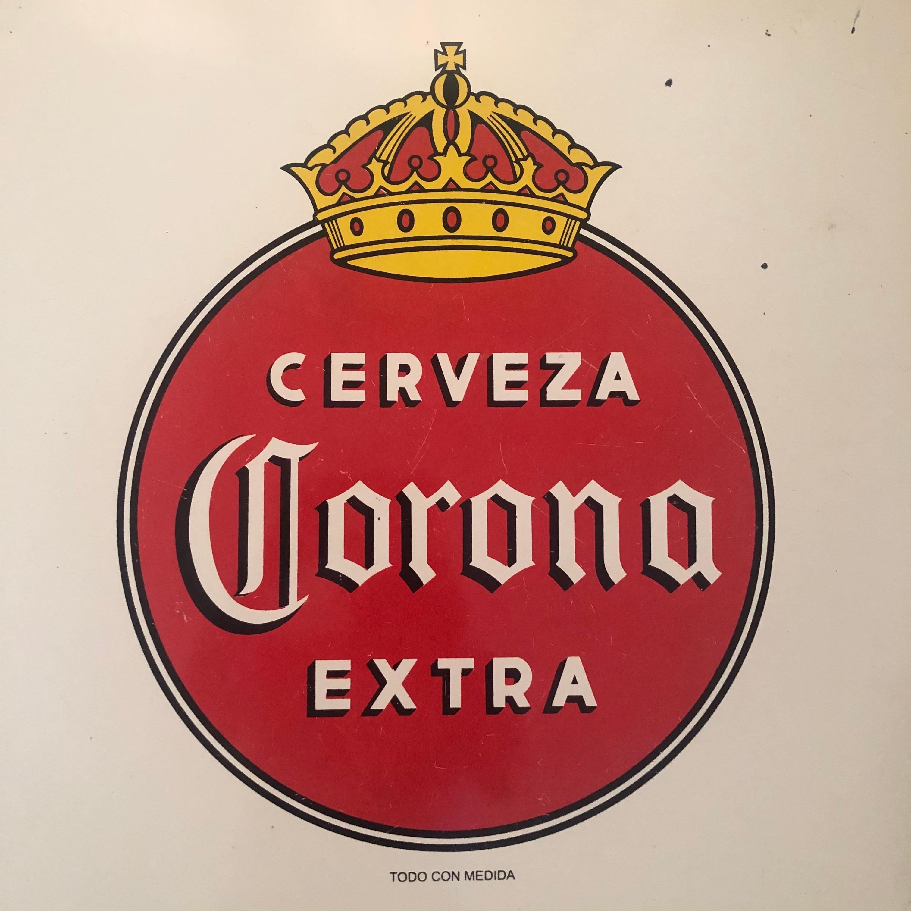 Cartel Vintage de Porcelana de Cerveza Corona Mexicano en venta
