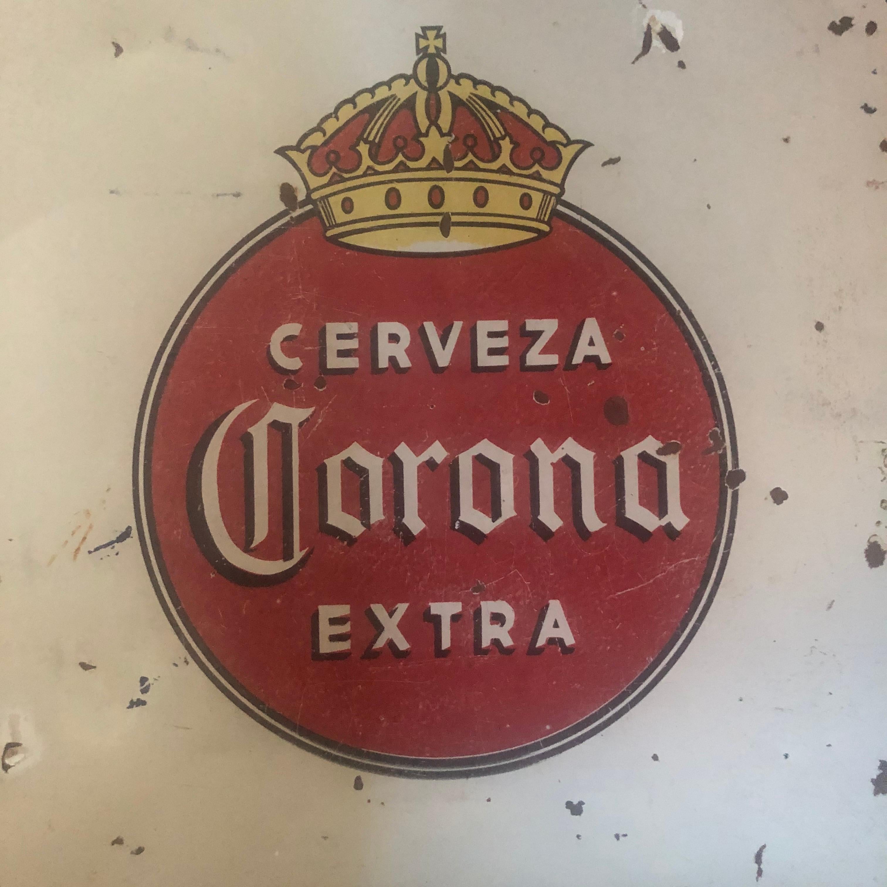 Mexican Vintage Porcelain Corona Beer Sign