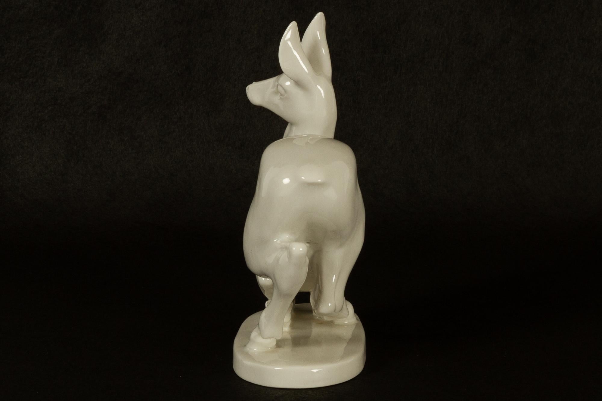Russian Vintage Porcelain Deer Figurine by Lomonosov For Sale