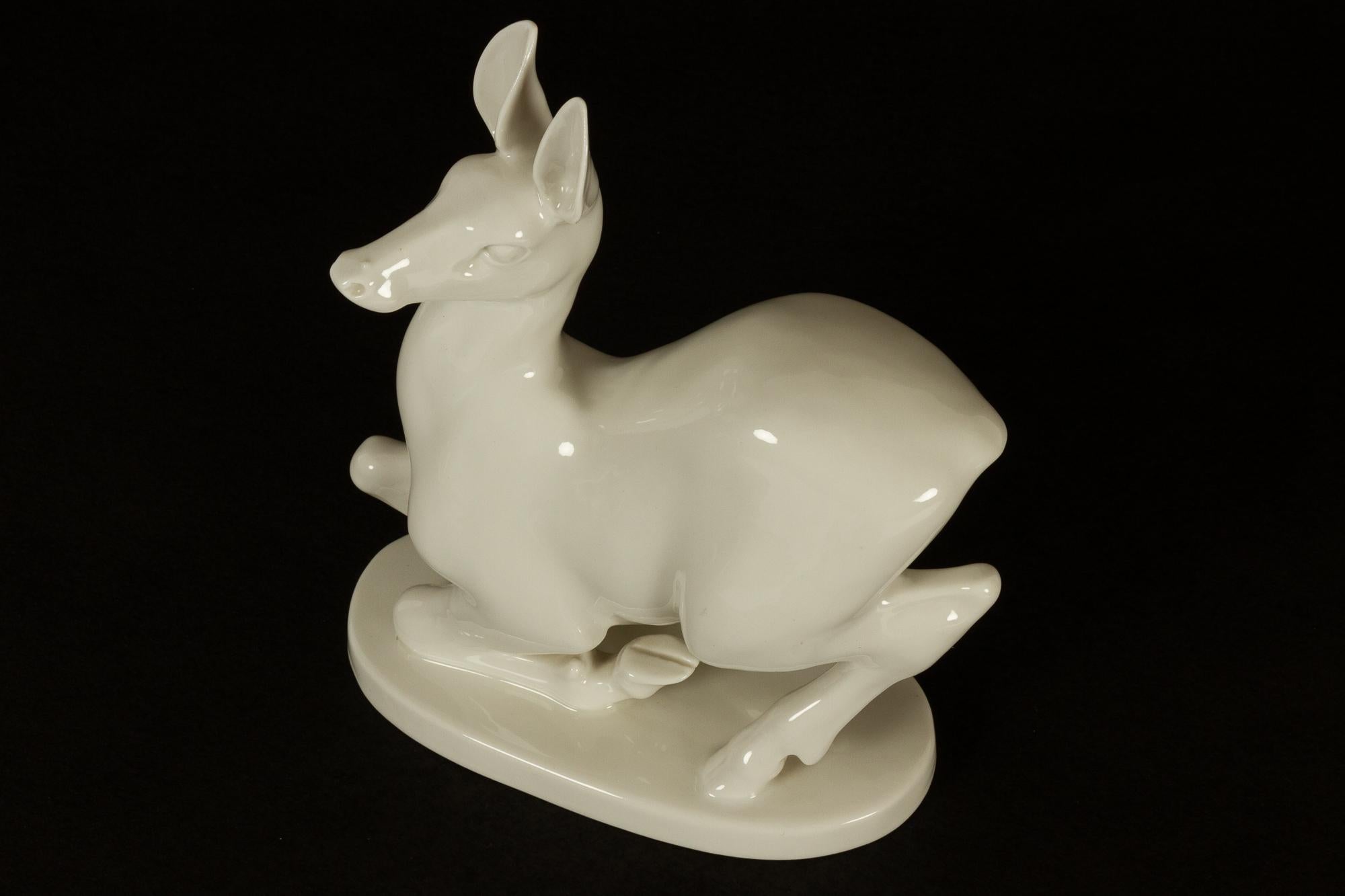 20th Century Vintage Porcelain Deer Figurine by Lomonosov For Sale