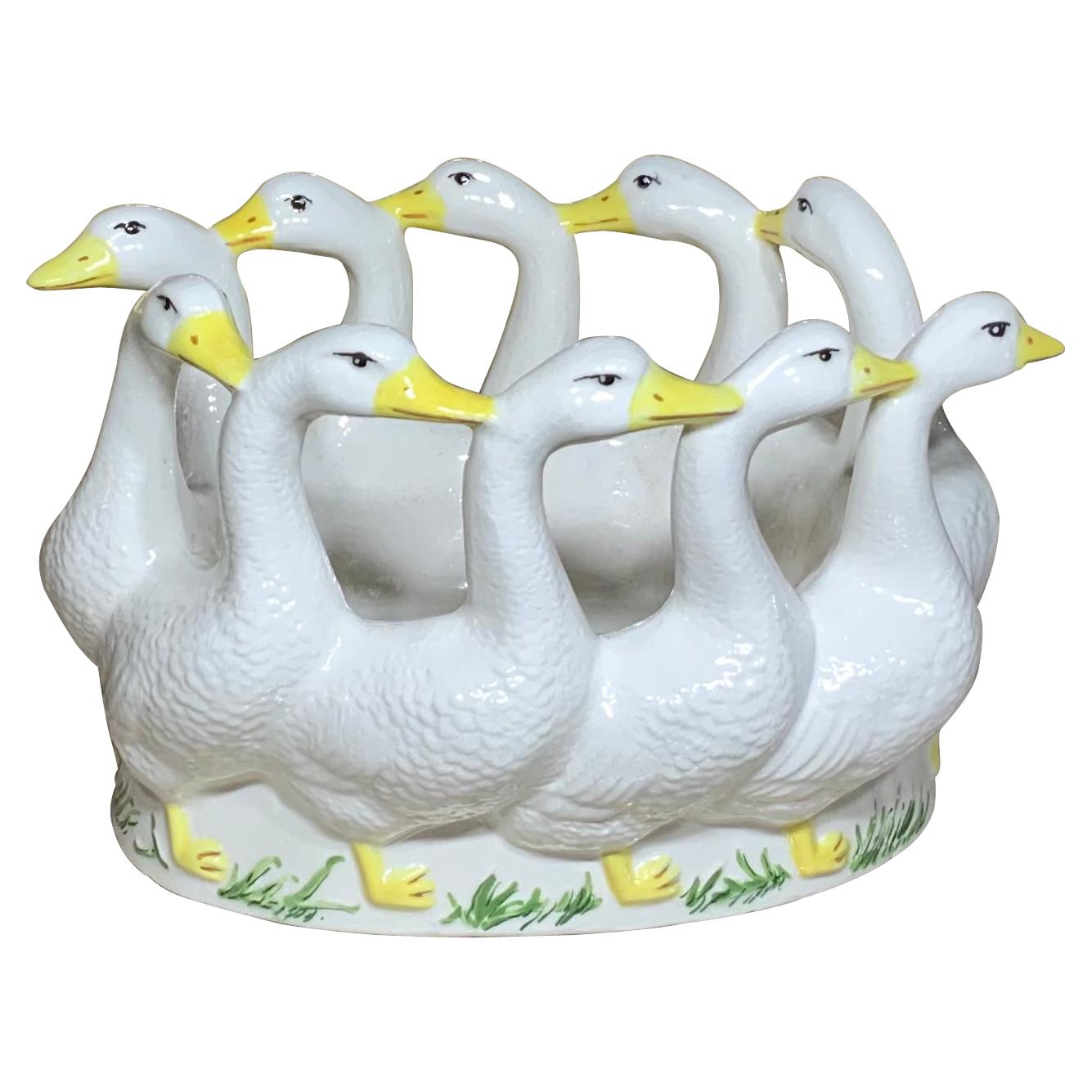 Vintage Porcelain Ducks Candy Dish For Sale