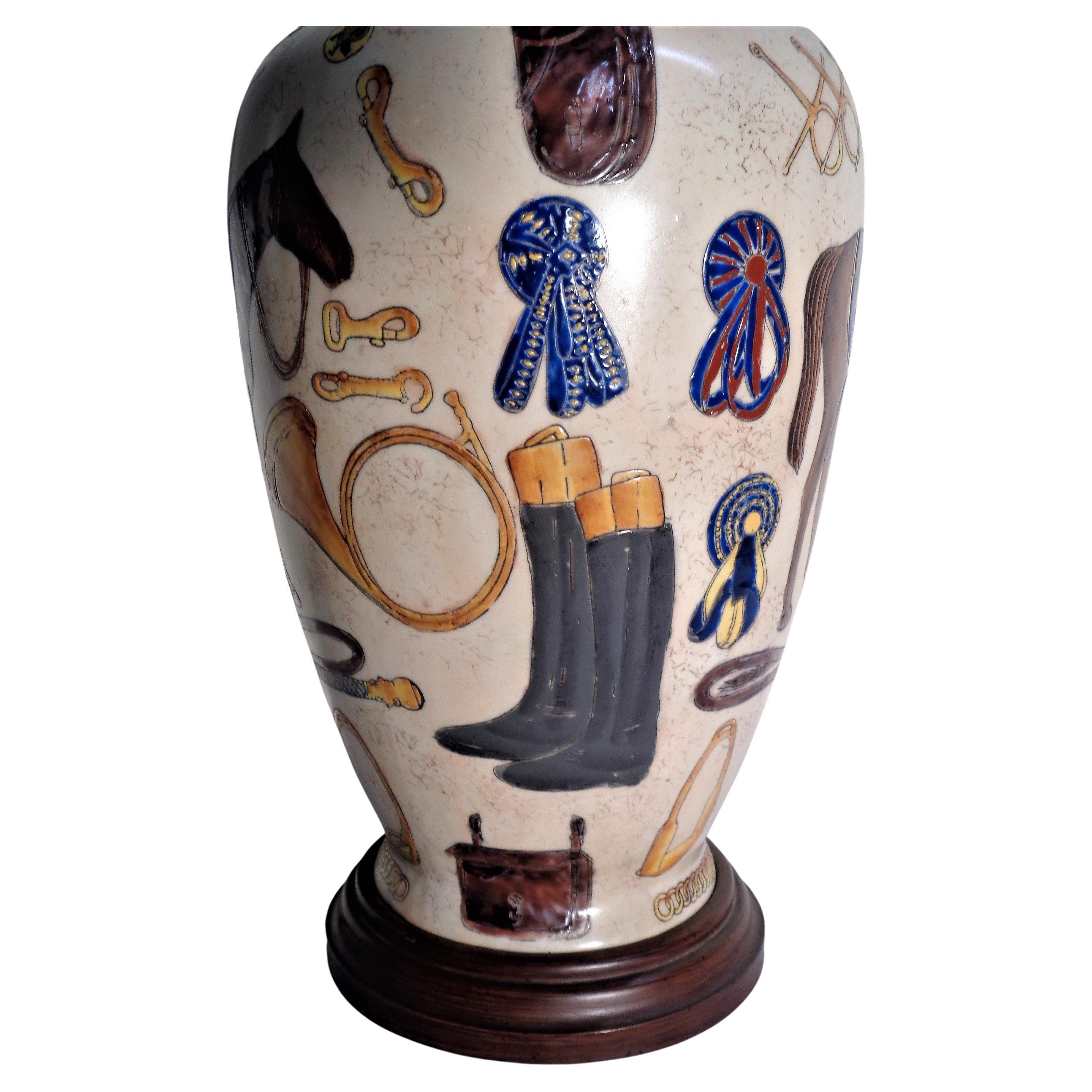  Porcelain Equestrian Theme Table Lamp 1