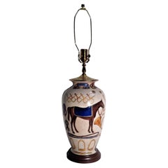 Used  Porcelain Equestrian Theme Table Lamp