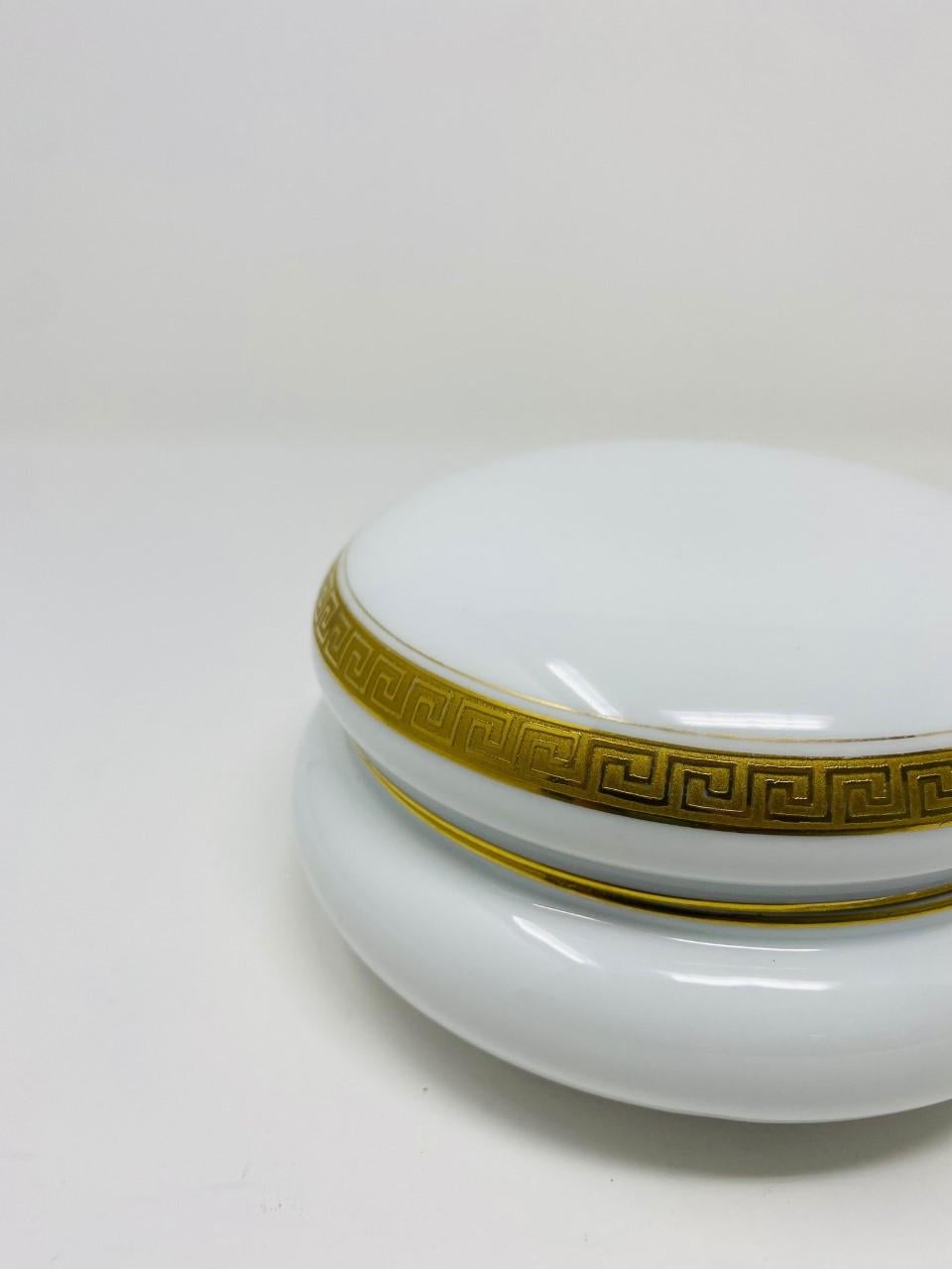 Vintage Porcelain Greek Key Jar with Lid by Royal Bayreuth For Sale 4