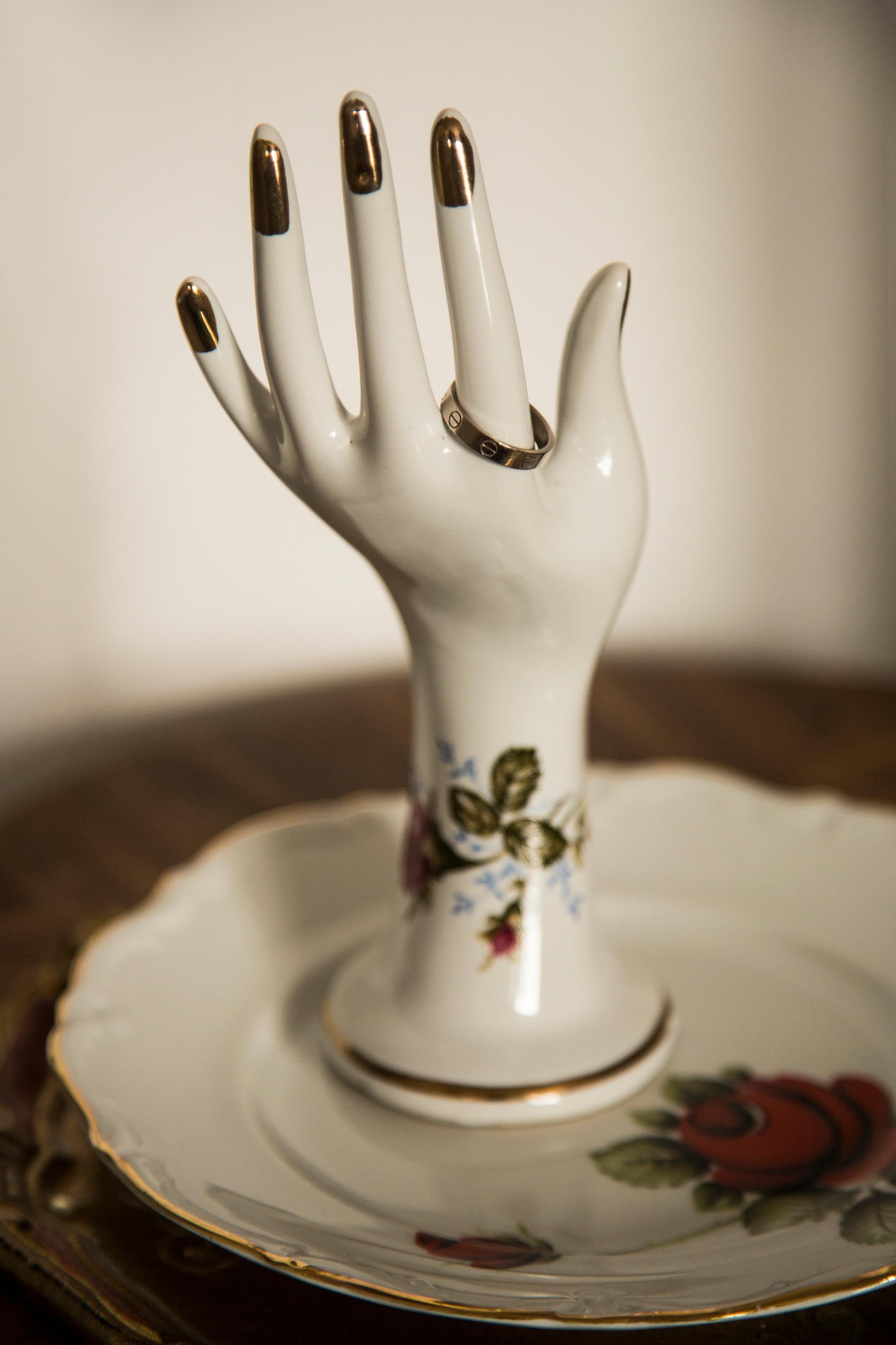 Beautiful vintage hand jewelry/ring stand. Made in Poland in 1960s. Only one unique piece.