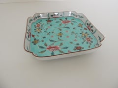 Vintage Porcelain Hand Painted Square Tray Cloisonne Floral Style