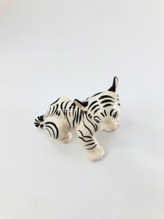 Vintage Porcelain Lomonosov White Tiger, Made in Russia