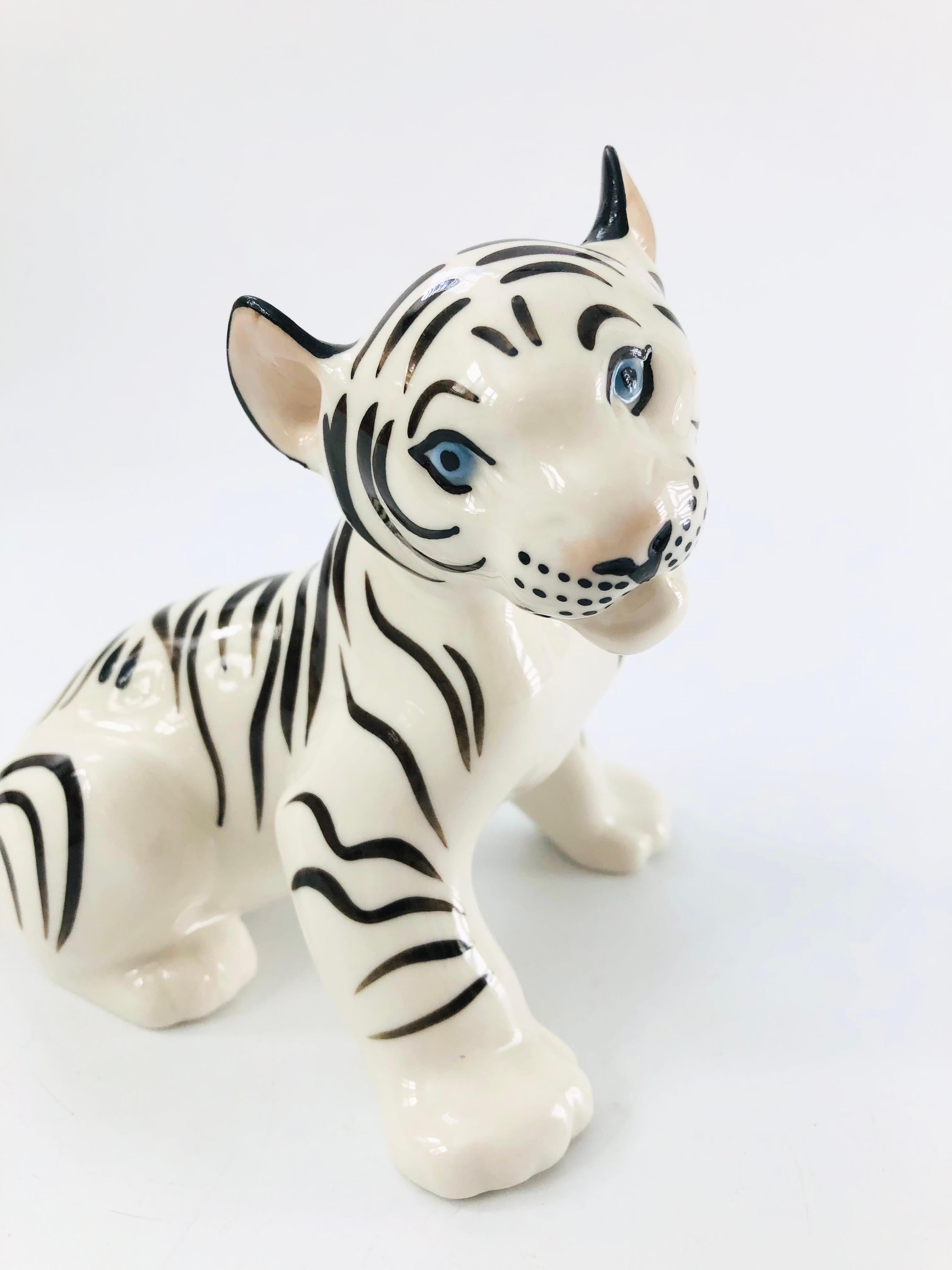 Other Vintage Porcelain Lomonosov White Tiger, Made in Russia