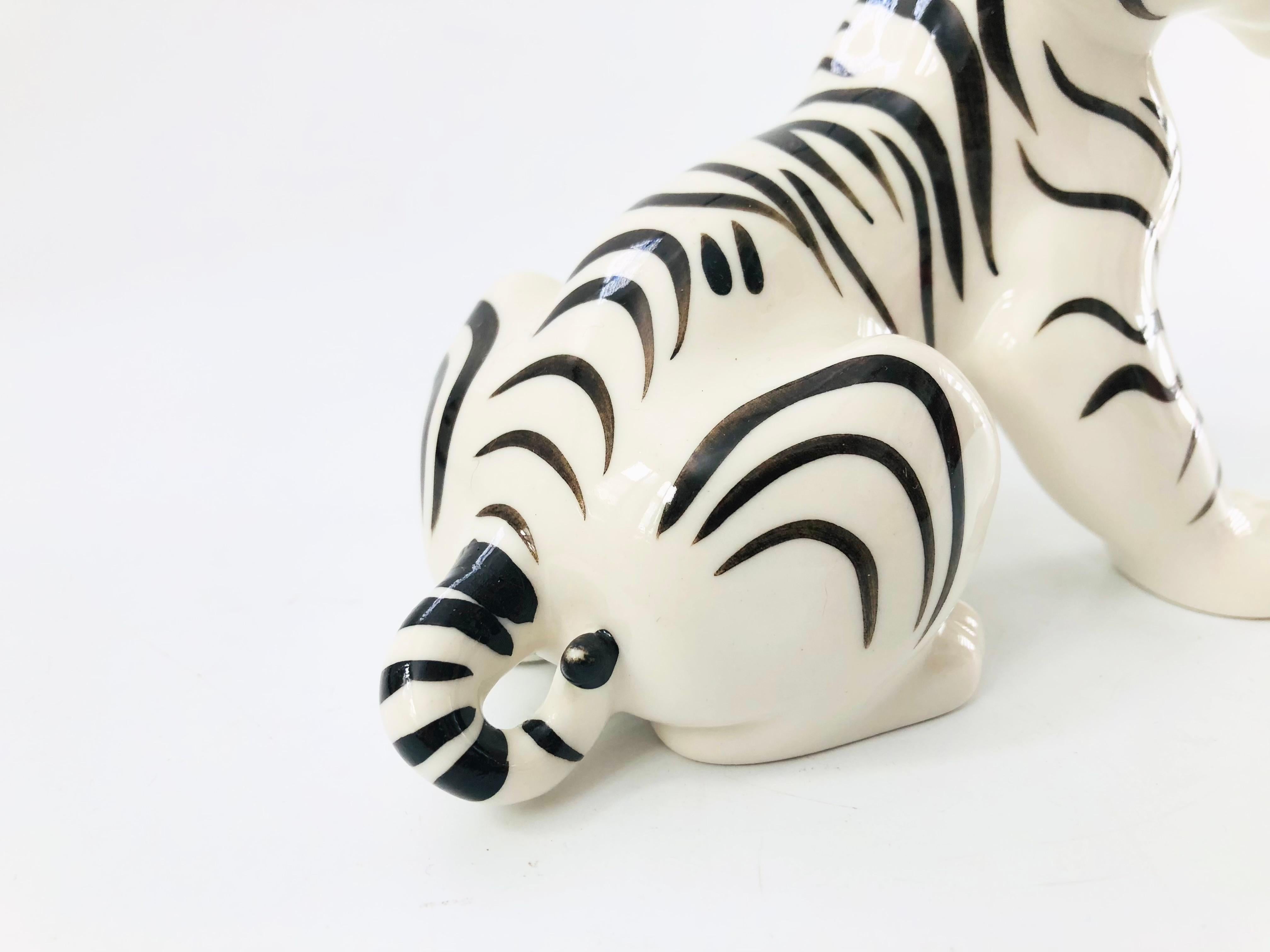 Vintage Porcelain Lomonosov White Tiger, Made in Russia In Good Condition In Vallejo, CA