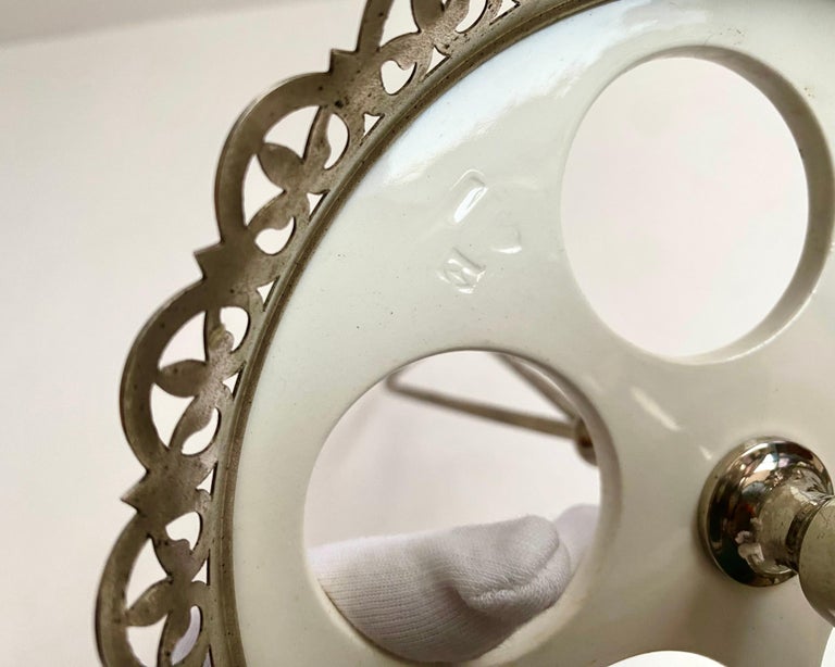 Vintage Porcelain Metal Egg Rack for Five Eggs, France Midcentury Eggs