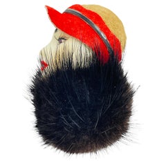 Vintage porcelain mink fur lady’s head designer brooch